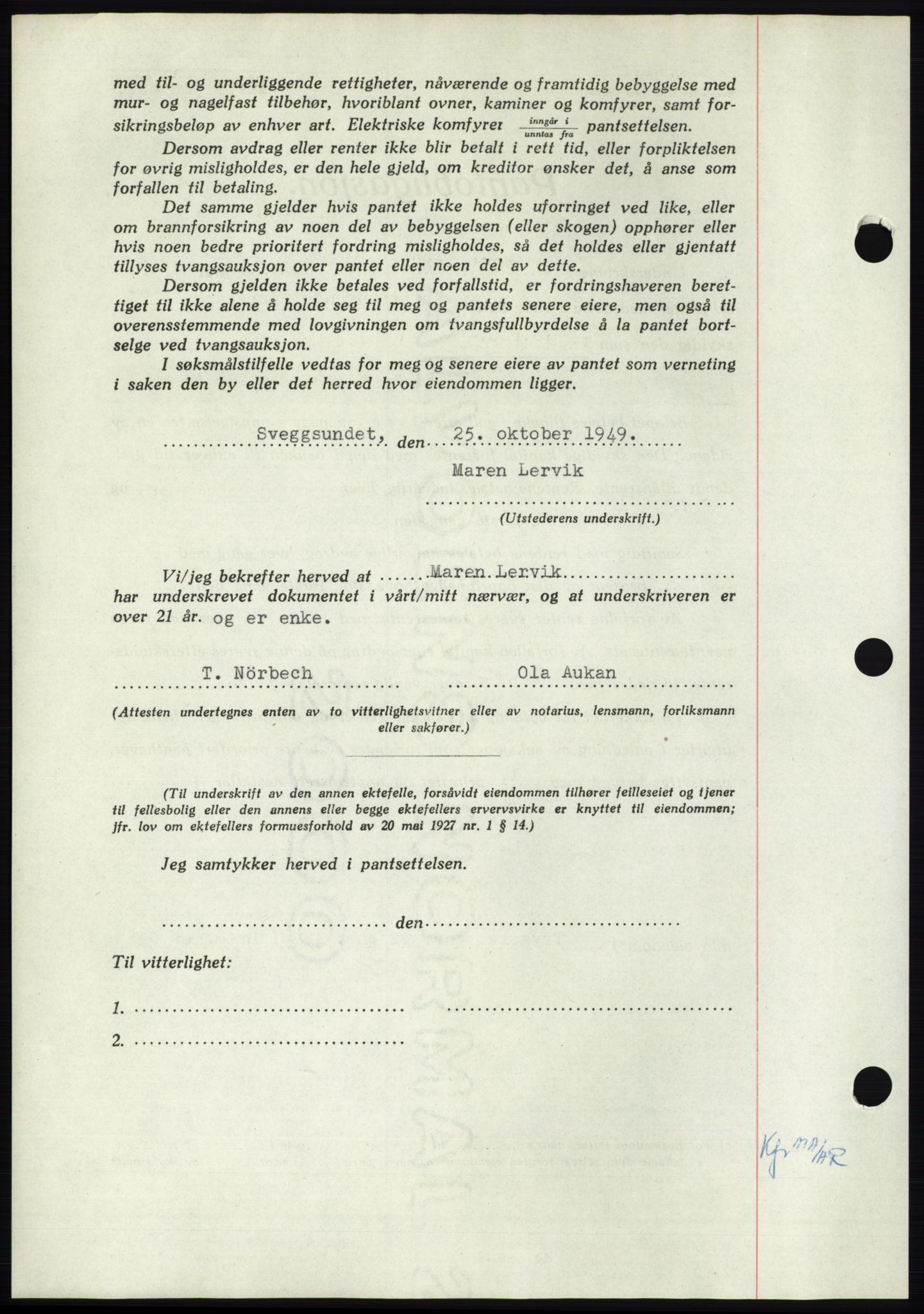 Nordmøre sorenskriveri, AV/SAT-A-4132/1/2/2Ca: Mortgage book no. B103, 1949-1950, Diary no: : 3114/1949