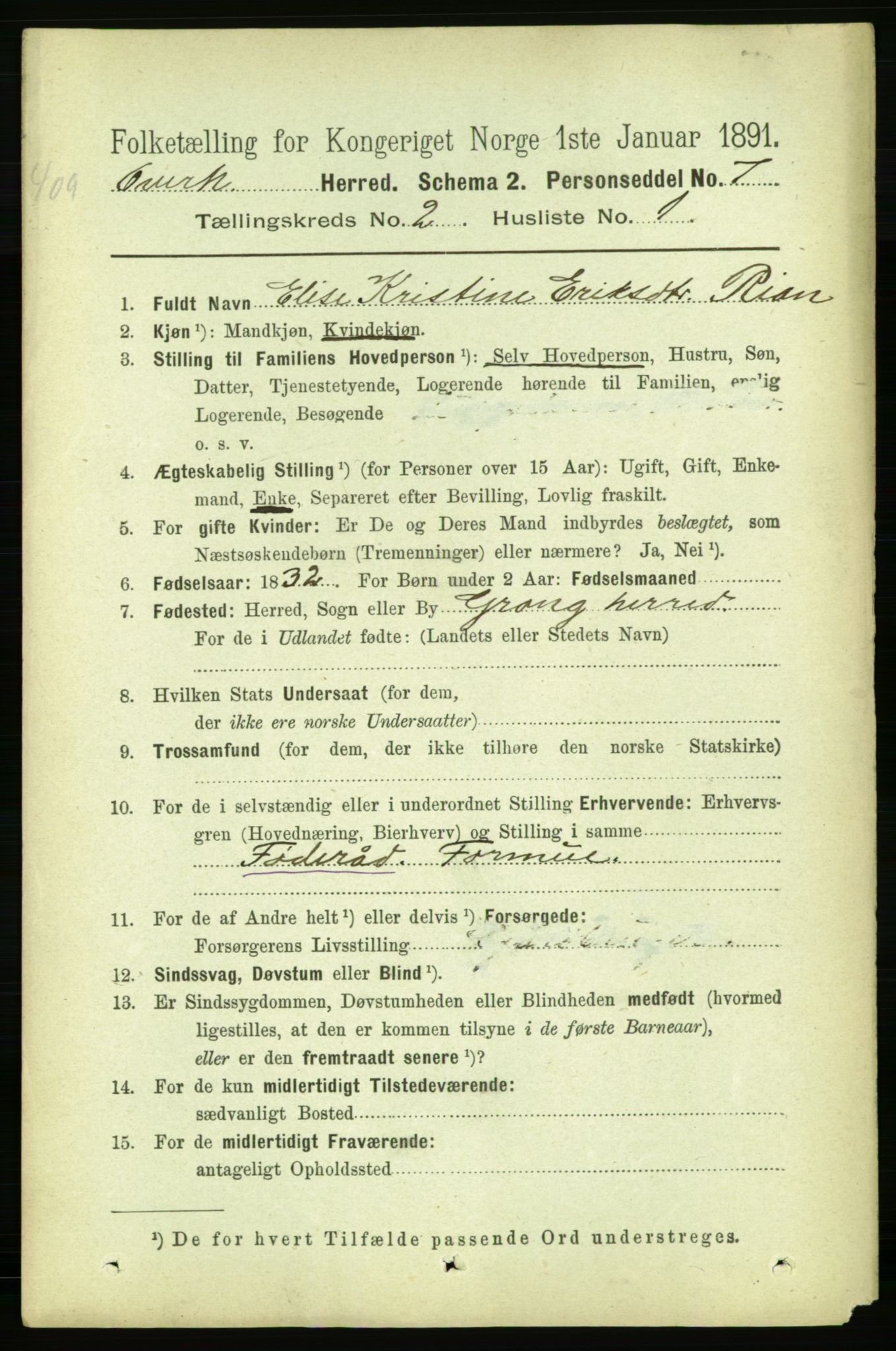 RA, 1891 census for 1744 Overhalla, 1891, p. 455