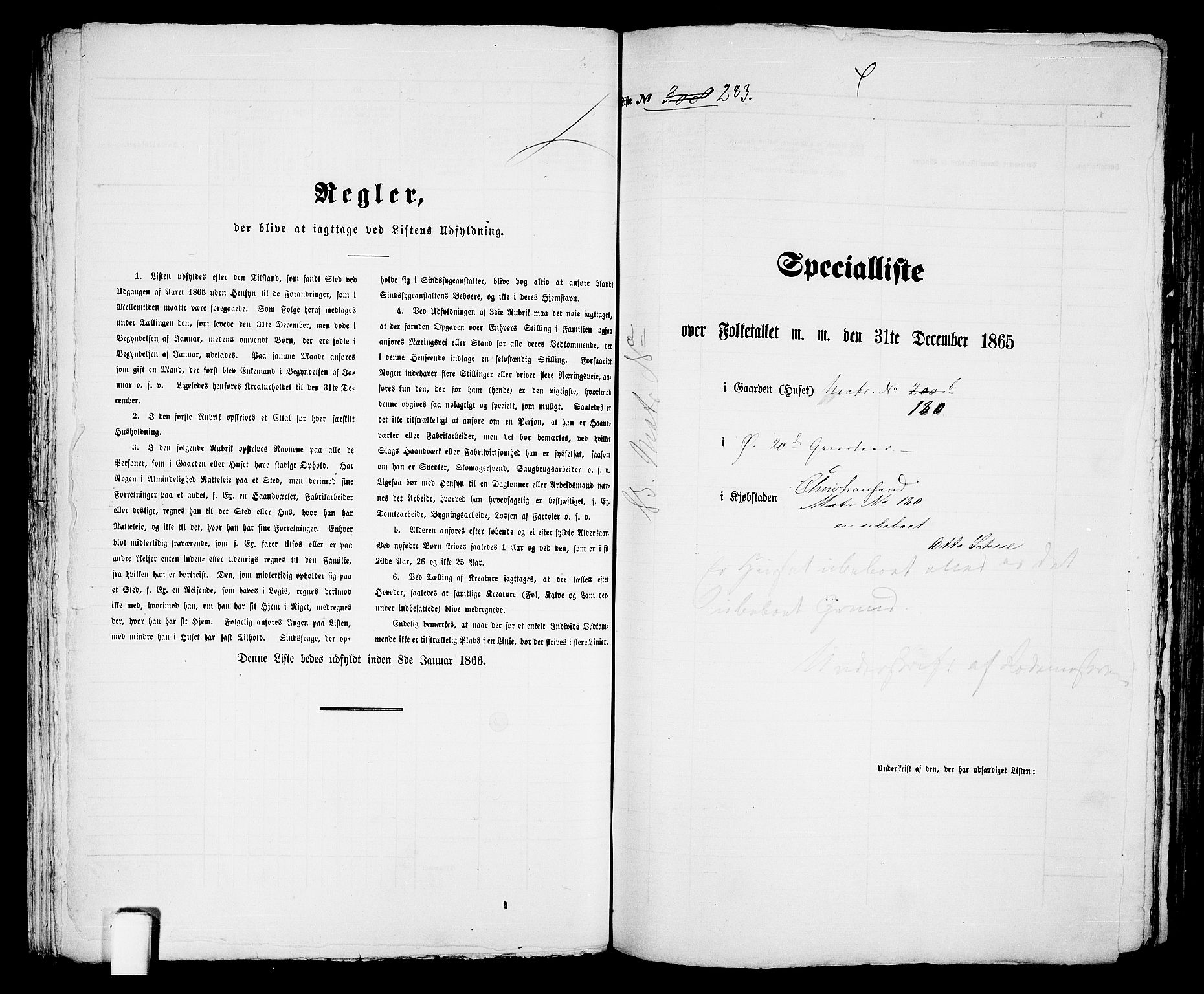 RA, 1865 census for Kristiansand, 1865, p. 588