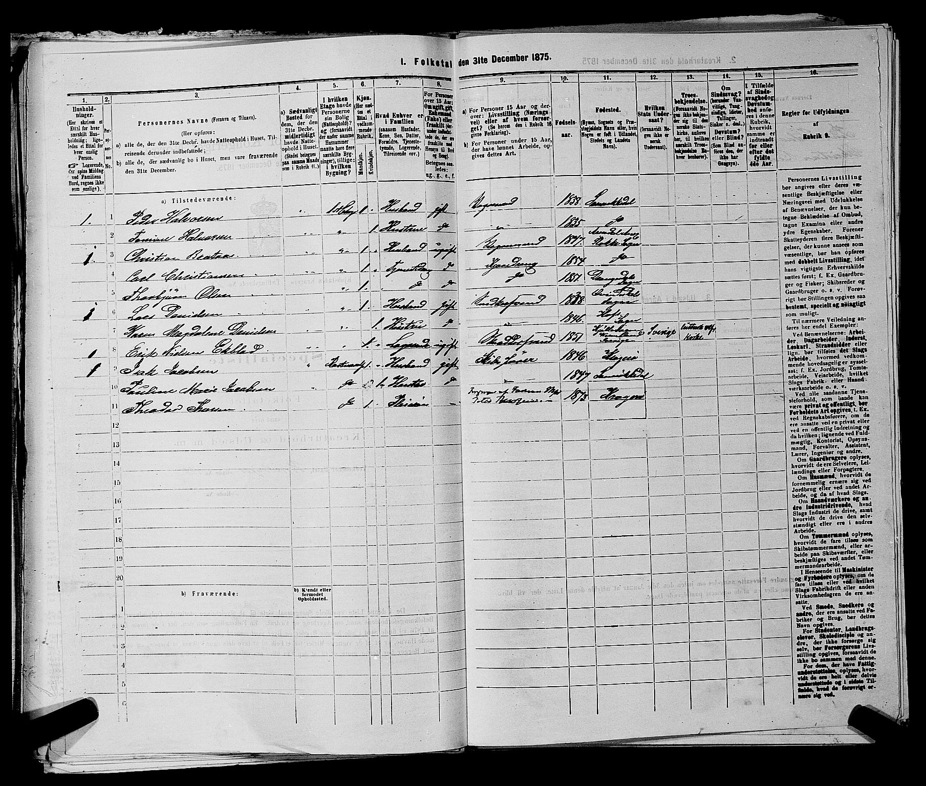 SAKO, 1875 census for 0801P Kragerø, 1875, p. 256