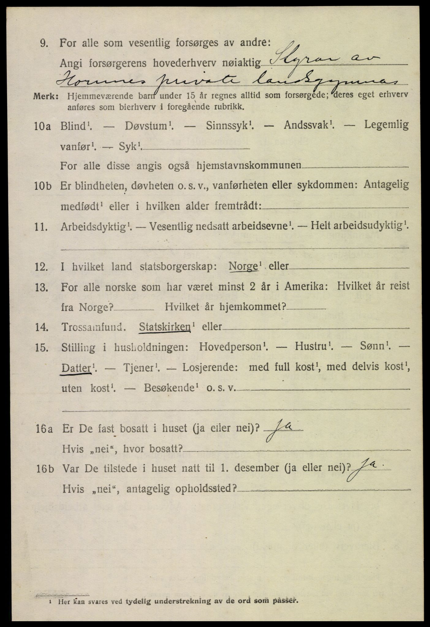 SAK, 1920 census for Hornnes, 1920, p. 1922