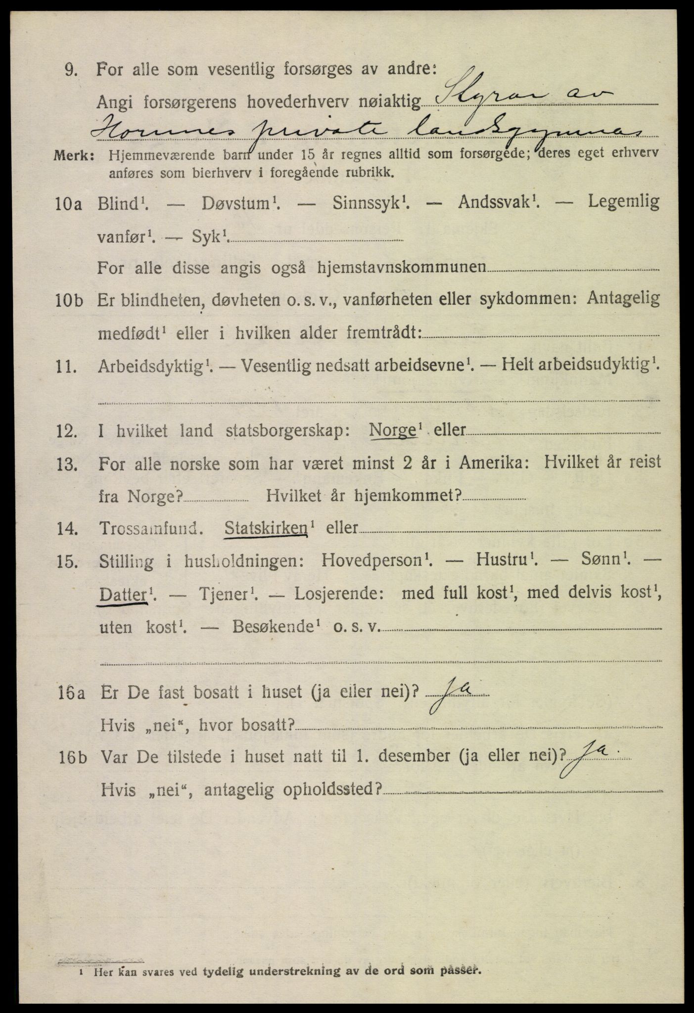 SAK, 1920 census for Hornnes, 1920, p. 1922