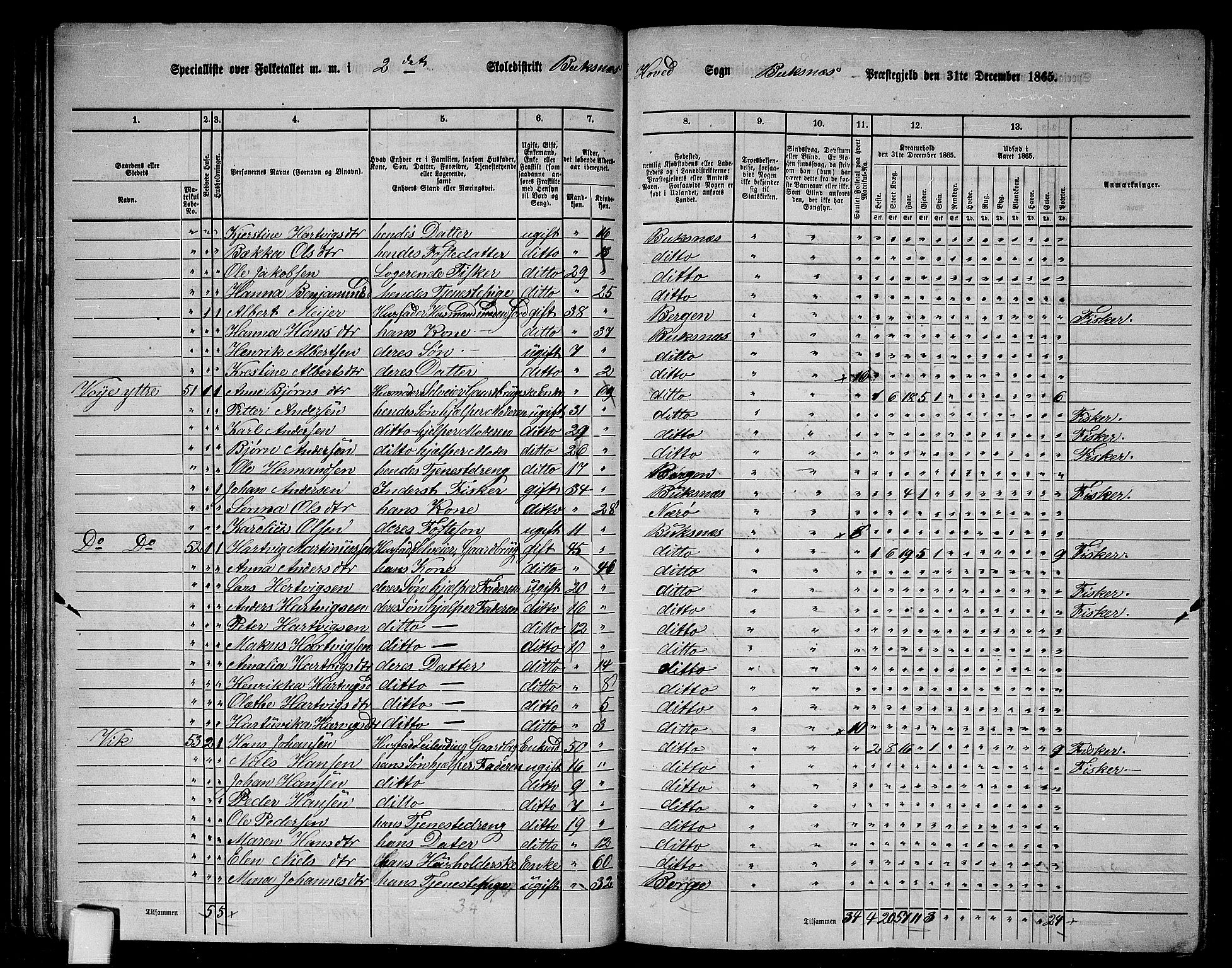 RA, 1865 census for Buksnes, 1865, p. 44