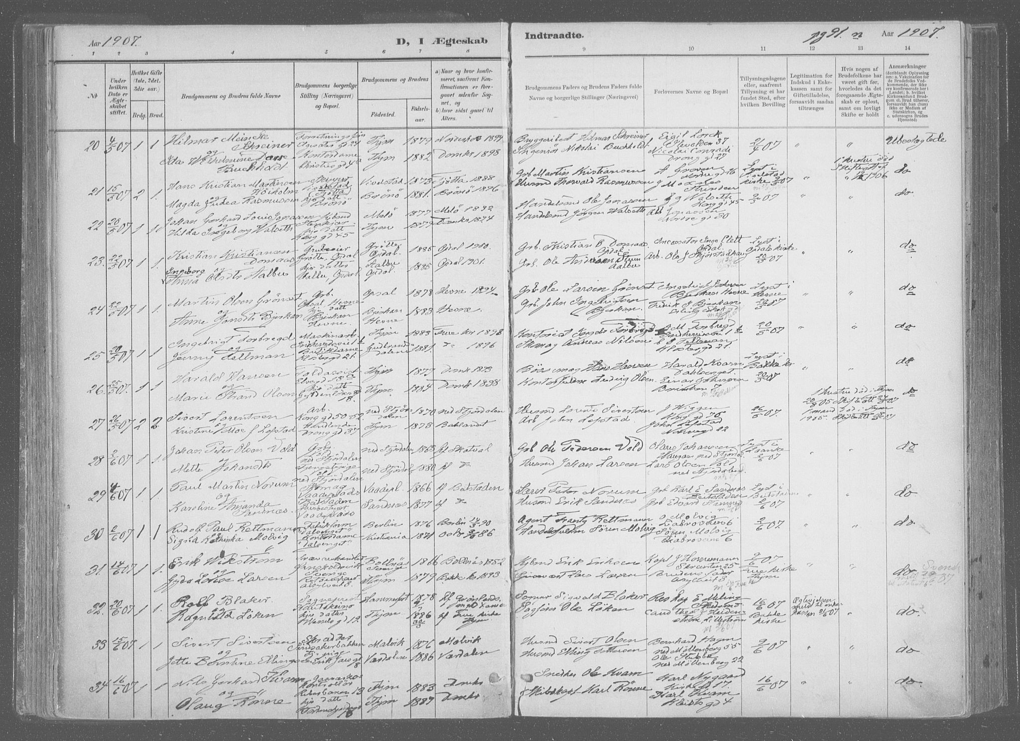 Ministerialprotokoller, klokkerbøker og fødselsregistre - Sør-Trøndelag, AV/SAT-A-1456/601/L0064: Parish register (official) no. 601A31, 1891-1911, p. 91n