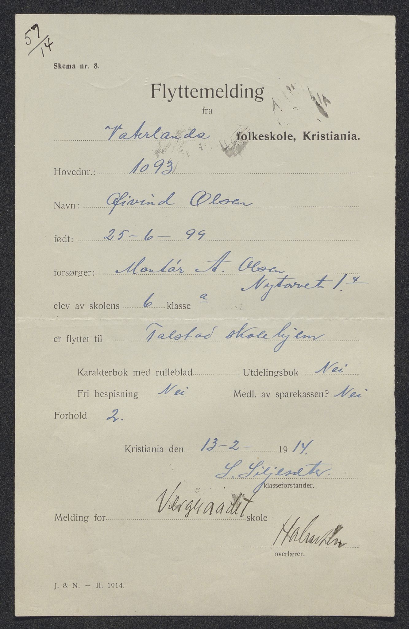 Falstad skolehjem, RA/S-1676/E/Eb/L0013: Elevmapper løpenr.. 286-307, 1914-1922, p. 86