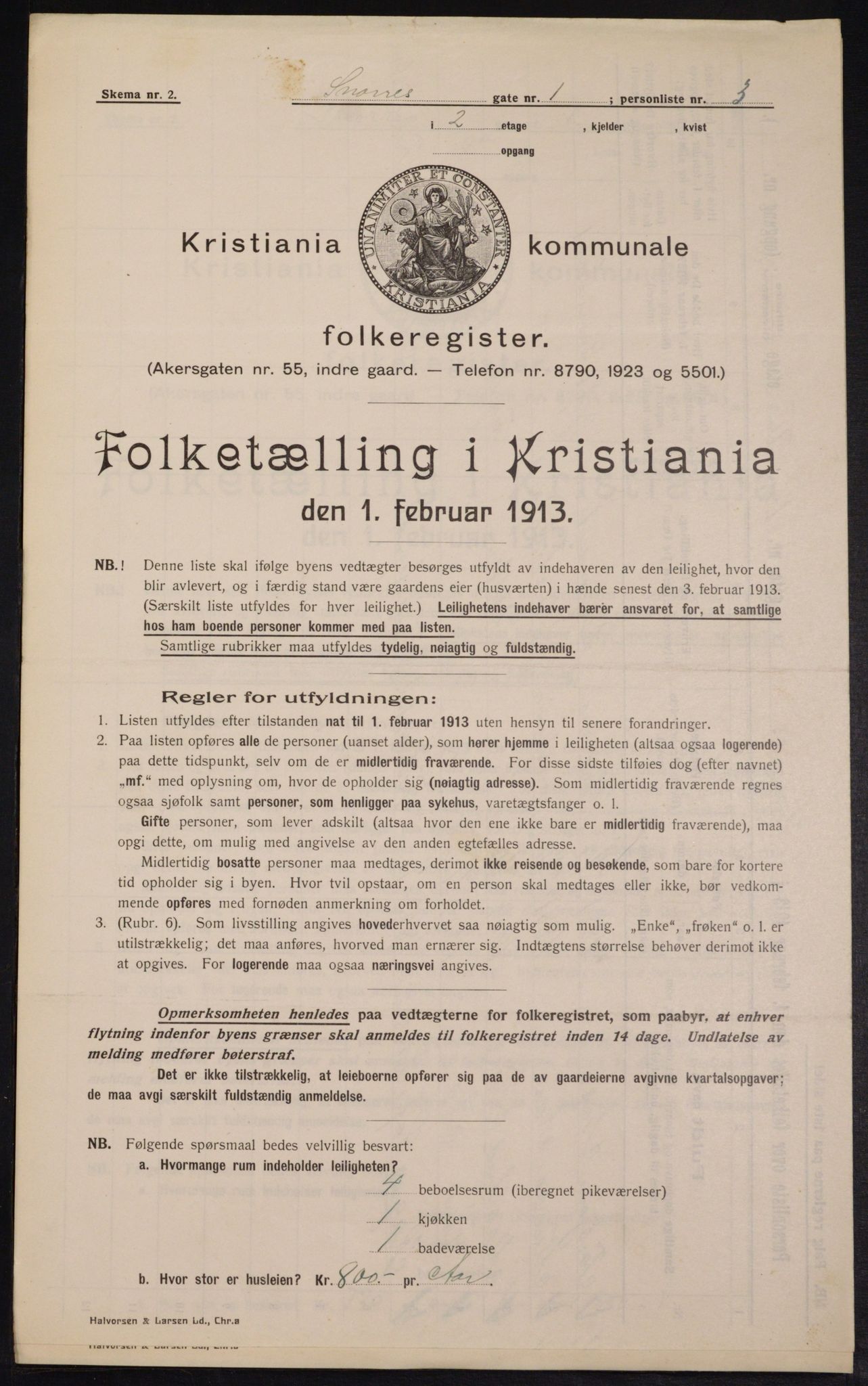 OBA, Municipal Census 1913 for Kristiania, 1913, p. 98122