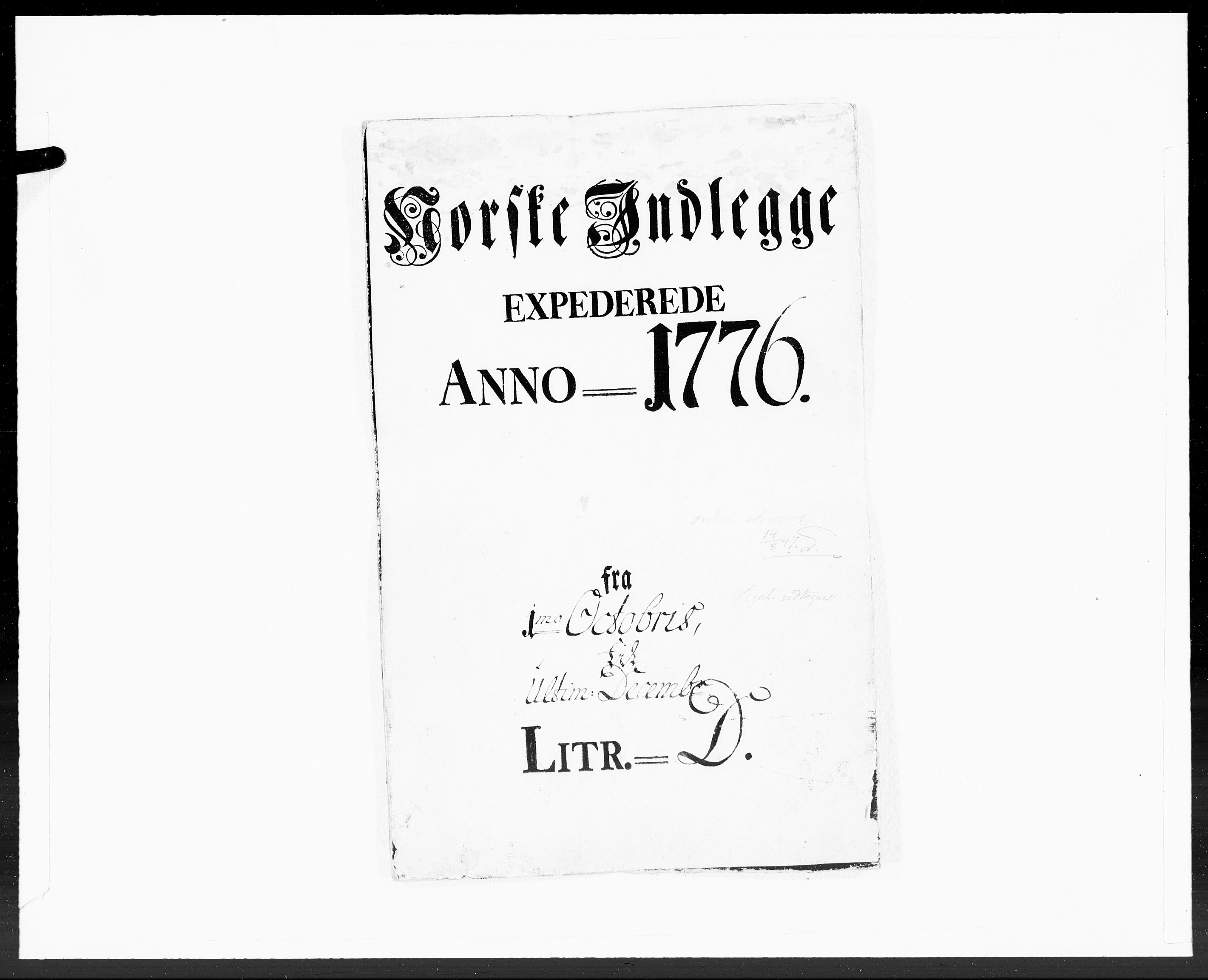 Danske Kanselli 1572-1799, AV/RA-EA-3023/F/Fc/Fcc/Fcca/L0222: Norske innlegg 1572-1799, 1776, p. 1