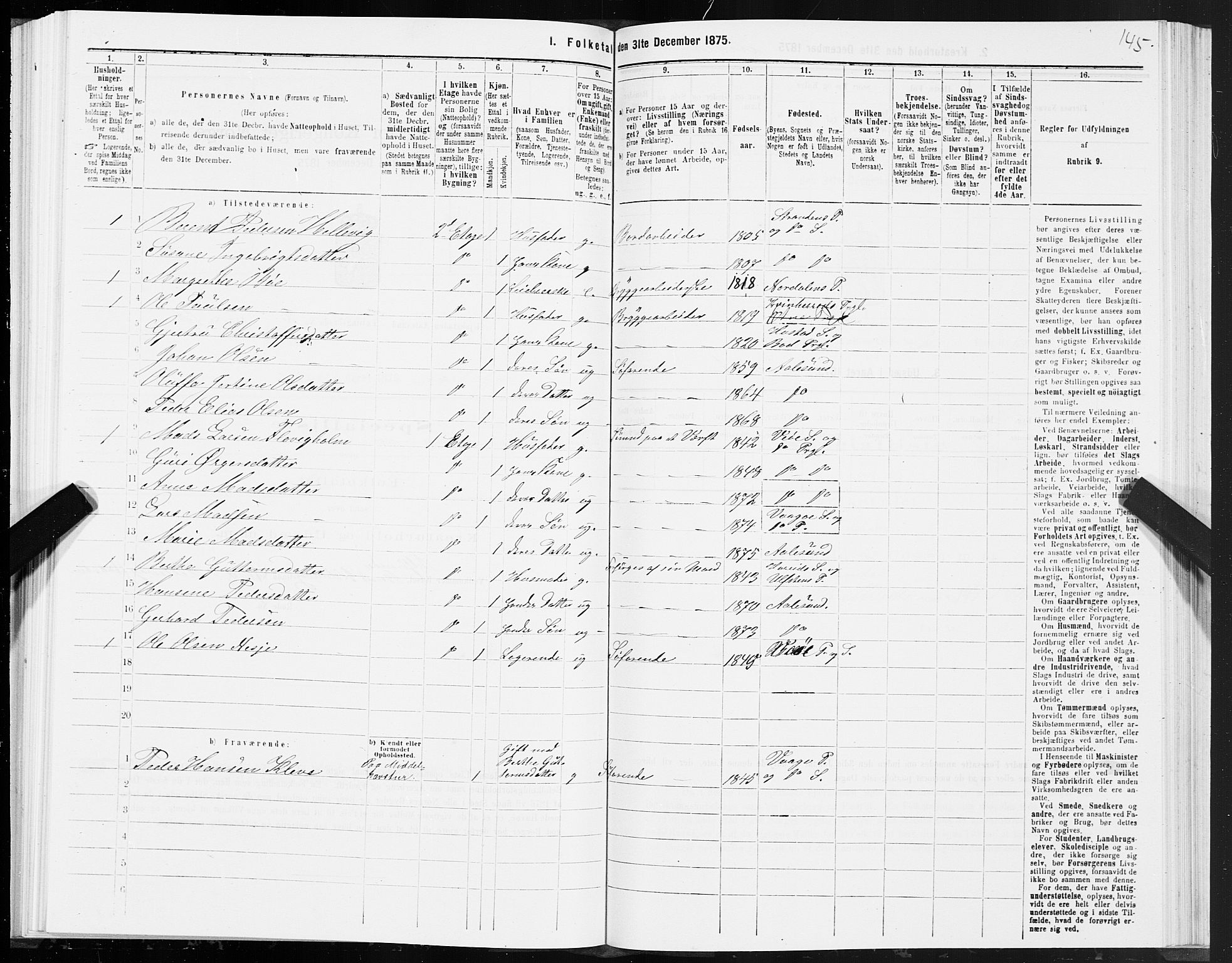 SAT, 1875 census for 1501P Ålesund, 1875, p. 2145