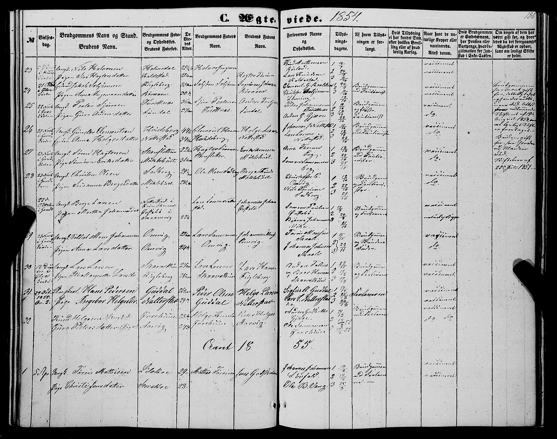 Kvinnherad sokneprestembete, SAB/A-76401/H/Haa: Parish register (official) no. A 8, 1854-1872, p. 186