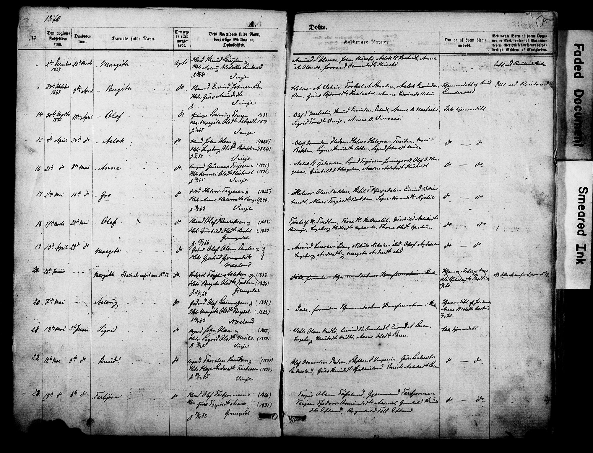 Vinje kirkebøker, SAKO/A-312/F/Fa/L0005: Parish register (official) no. I 5, 1870-1886, p. 3