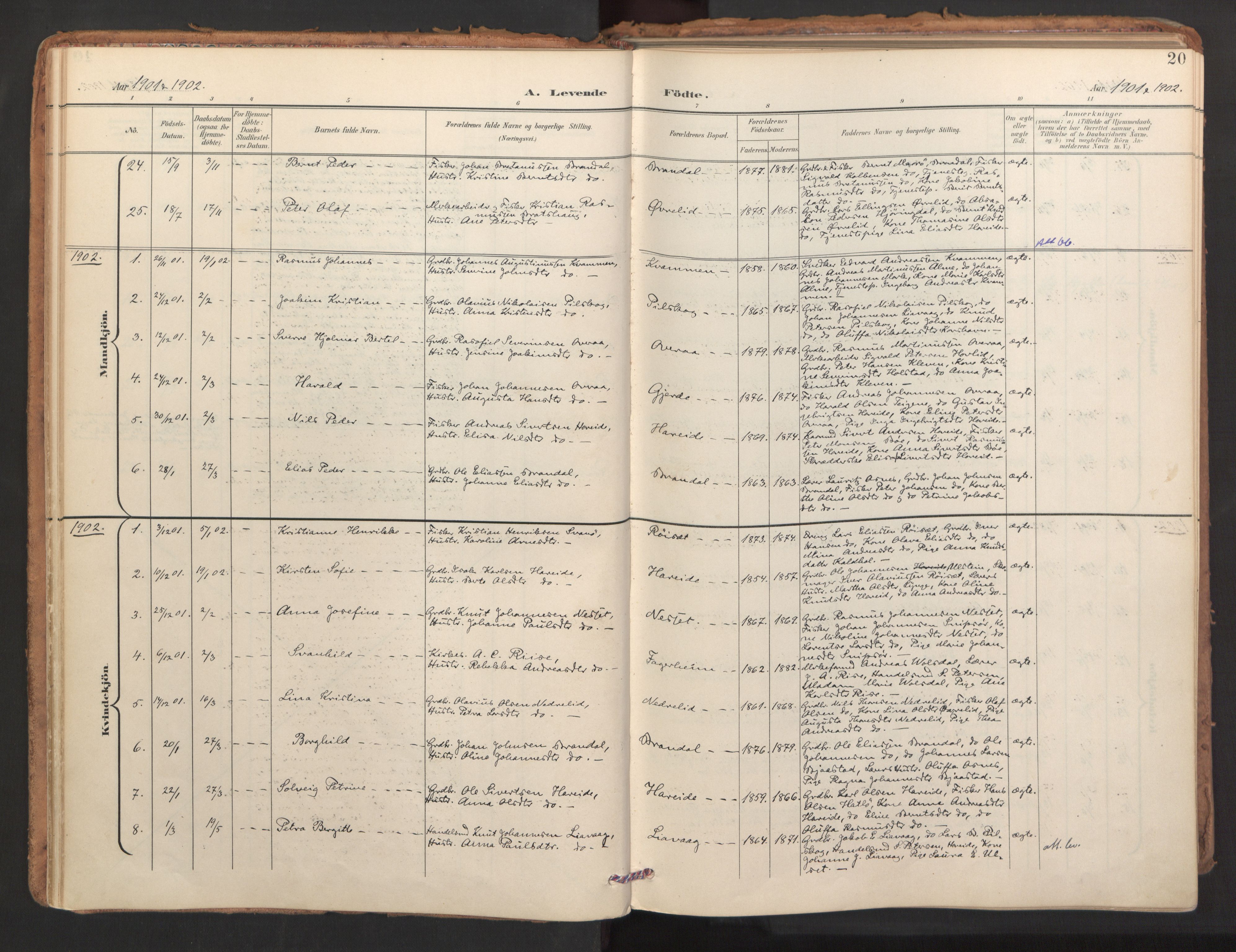 Ministerialprotokoller, klokkerbøker og fødselsregistre - Møre og Romsdal, SAT/A-1454/510/L0123: Parish register (official) no. 510A03, 1898-1922, p. 20