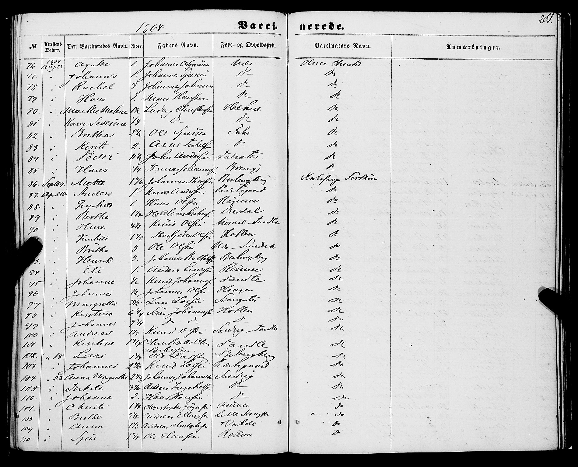 Luster sokneprestembete, AV/SAB-A-81101/H/Haa/Haaa/L0008: Parish register (official) no. A 8, 1860-1870, p. 261