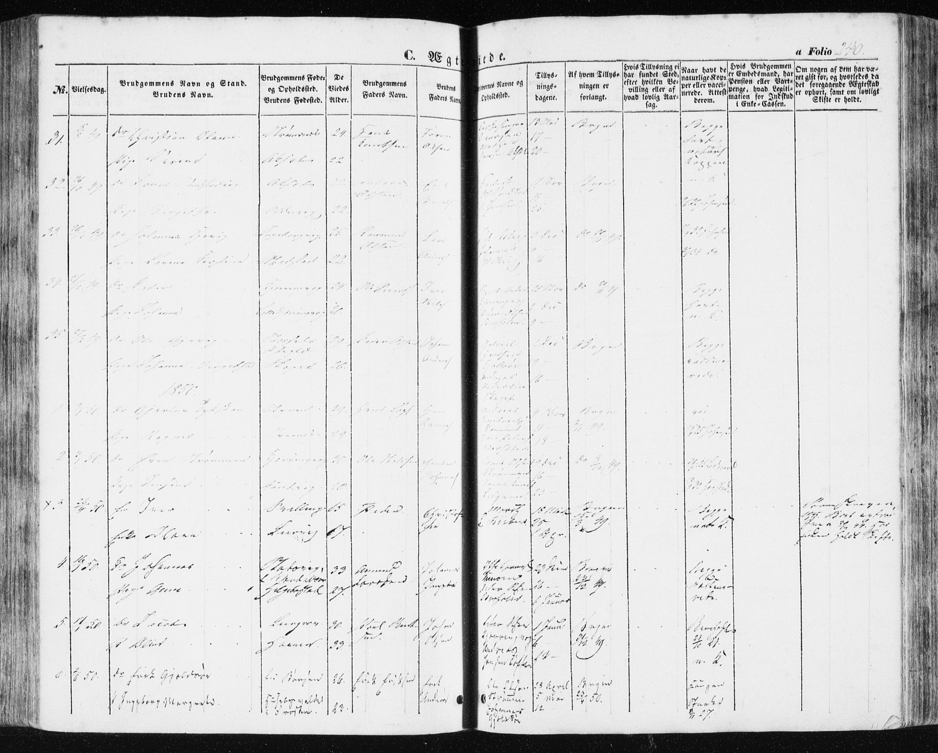 Ministerialprotokoller, klokkerbøker og fødselsregistre - Sør-Trøndelag, SAT/A-1456/634/L0529: Parish register (official) no. 634A05, 1843-1851, p. 240