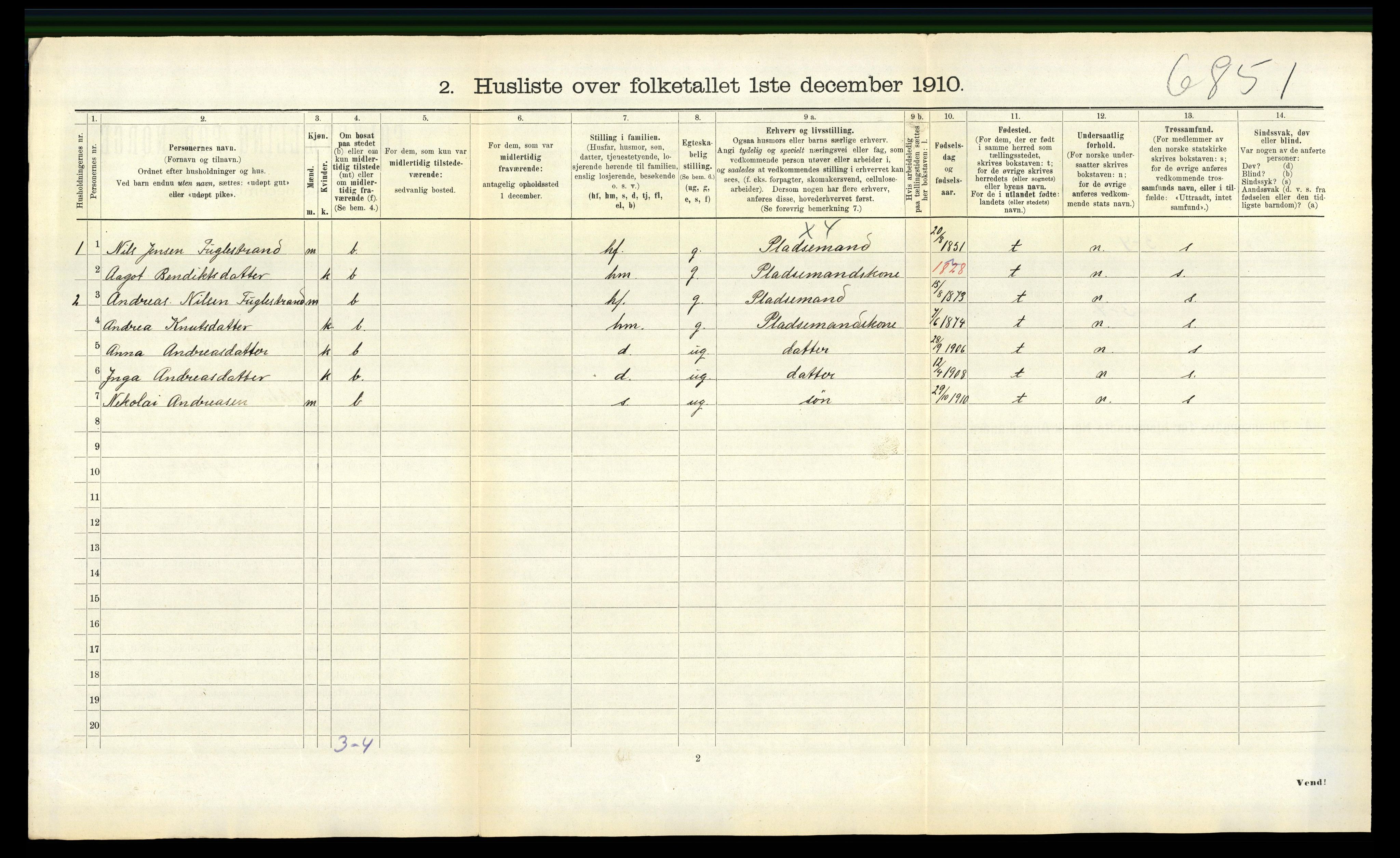 RA, 1910 census for Jølster, 1910, p. 209