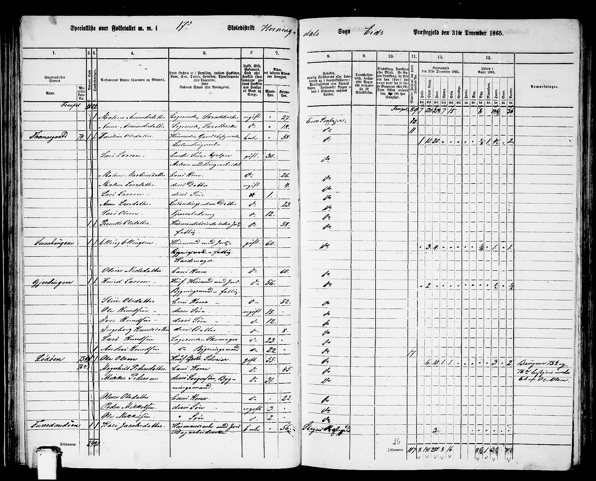 RA, 1865 census for Eid, 1865, p. 48