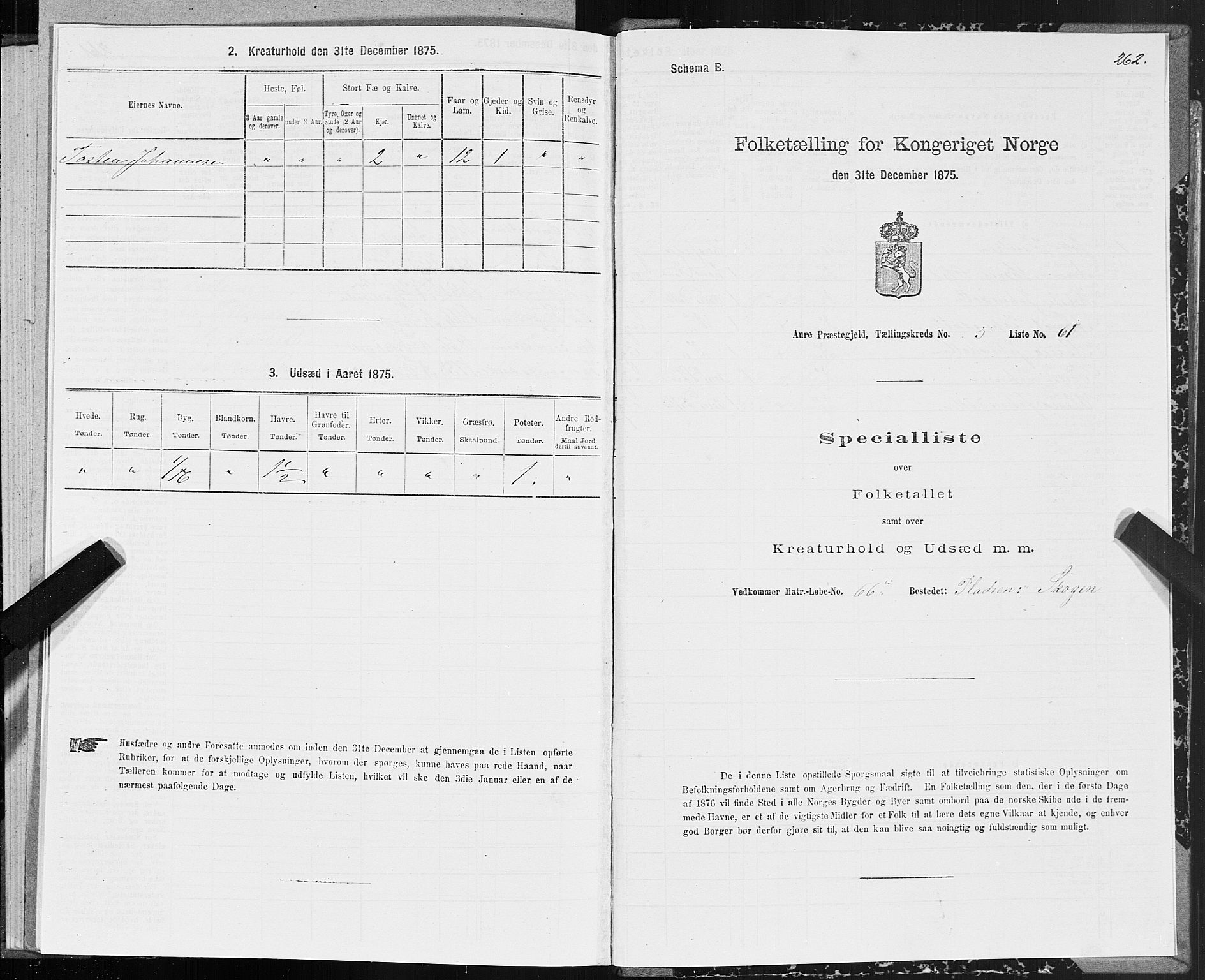 SAT, 1875 census for 1569P Aure, 1875, p. 4262