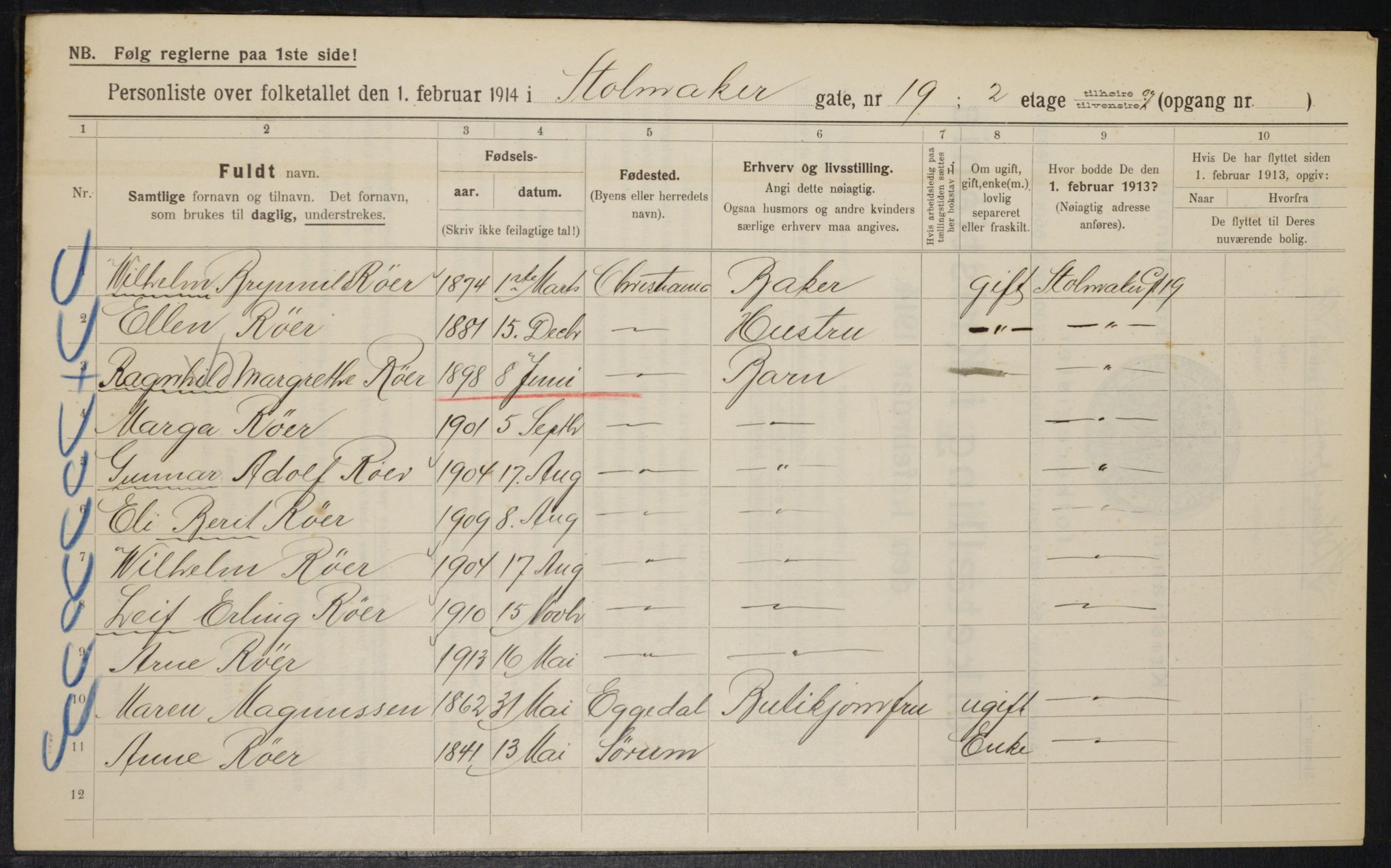 OBA, Municipal Census 1914 for Kristiania, 1914, p. 103509