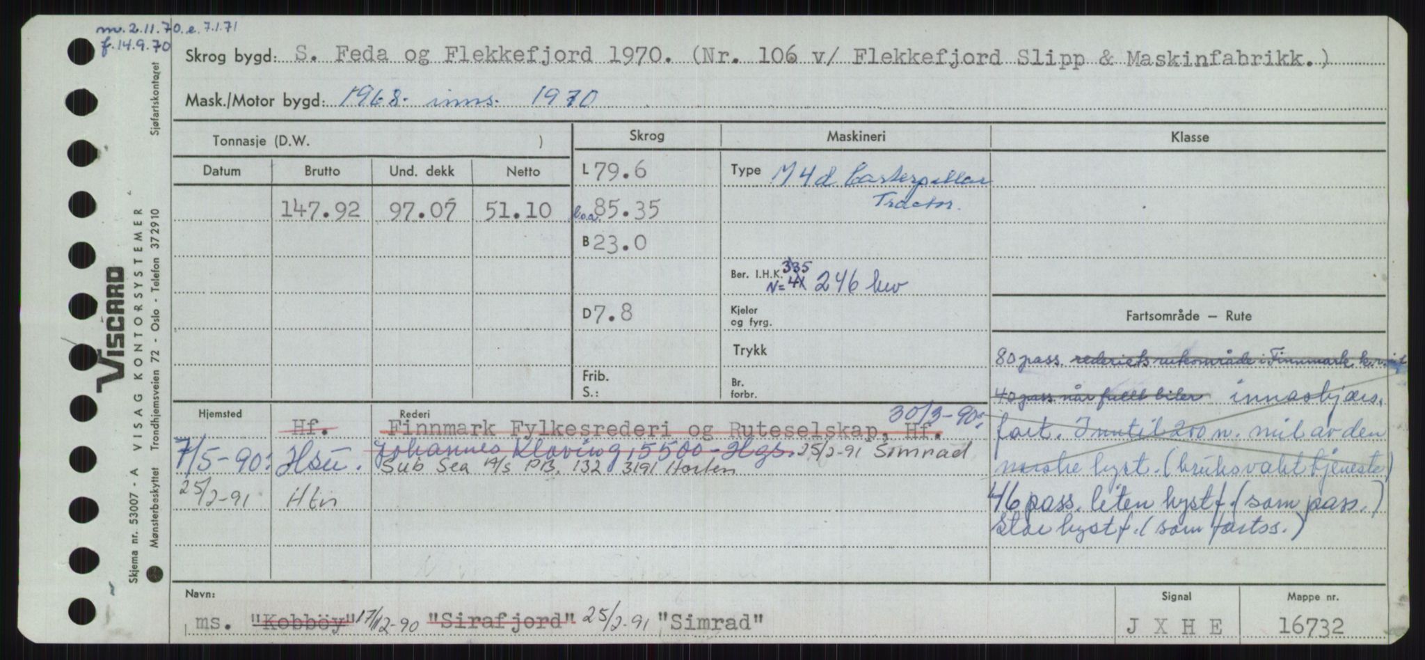 Sjøfartsdirektoratet med forløpere, Skipsmålingen, RA/S-1627/H/Ha/L0005/0001: Fartøy, S-Sven / Fartøy, S-Skji, p. 441