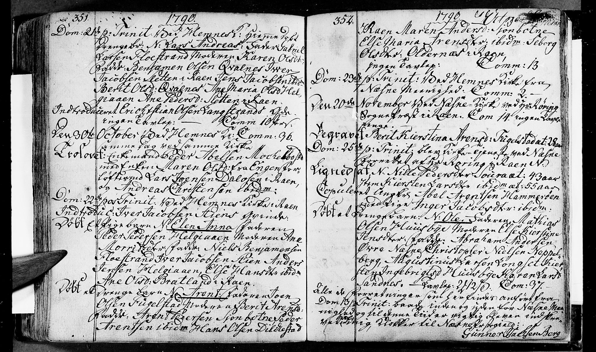 Ministerialprotokoller, klokkerbøker og fødselsregistre - Nordland, AV/SAT-A-1459/838/L0544: Parish register (official) no. 838A03, 1770-1791, p. 351-352