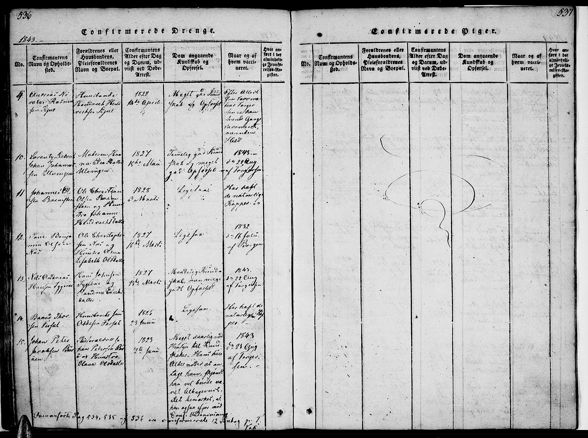 Ministerialprotokoller, klokkerbøker og fødselsregistre - Nordland, SAT/A-1459/816/L0239: Parish register (official) no. 816A05, 1820-1845, p. 536-537