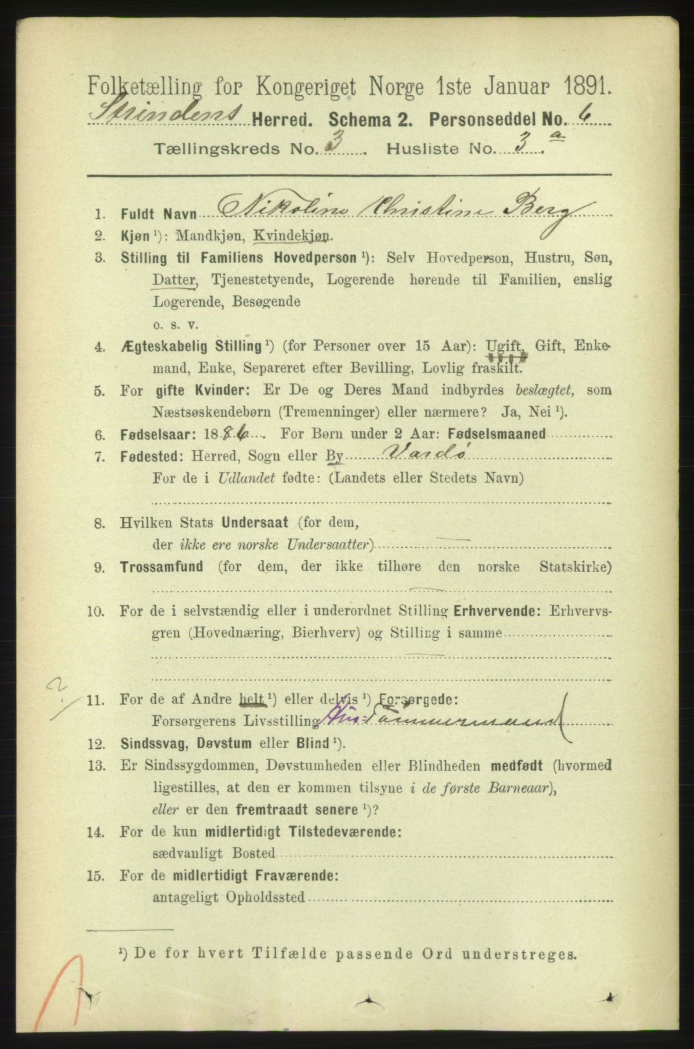 RA, 1891 census for 1660 Strinda, 1891, p. 2076