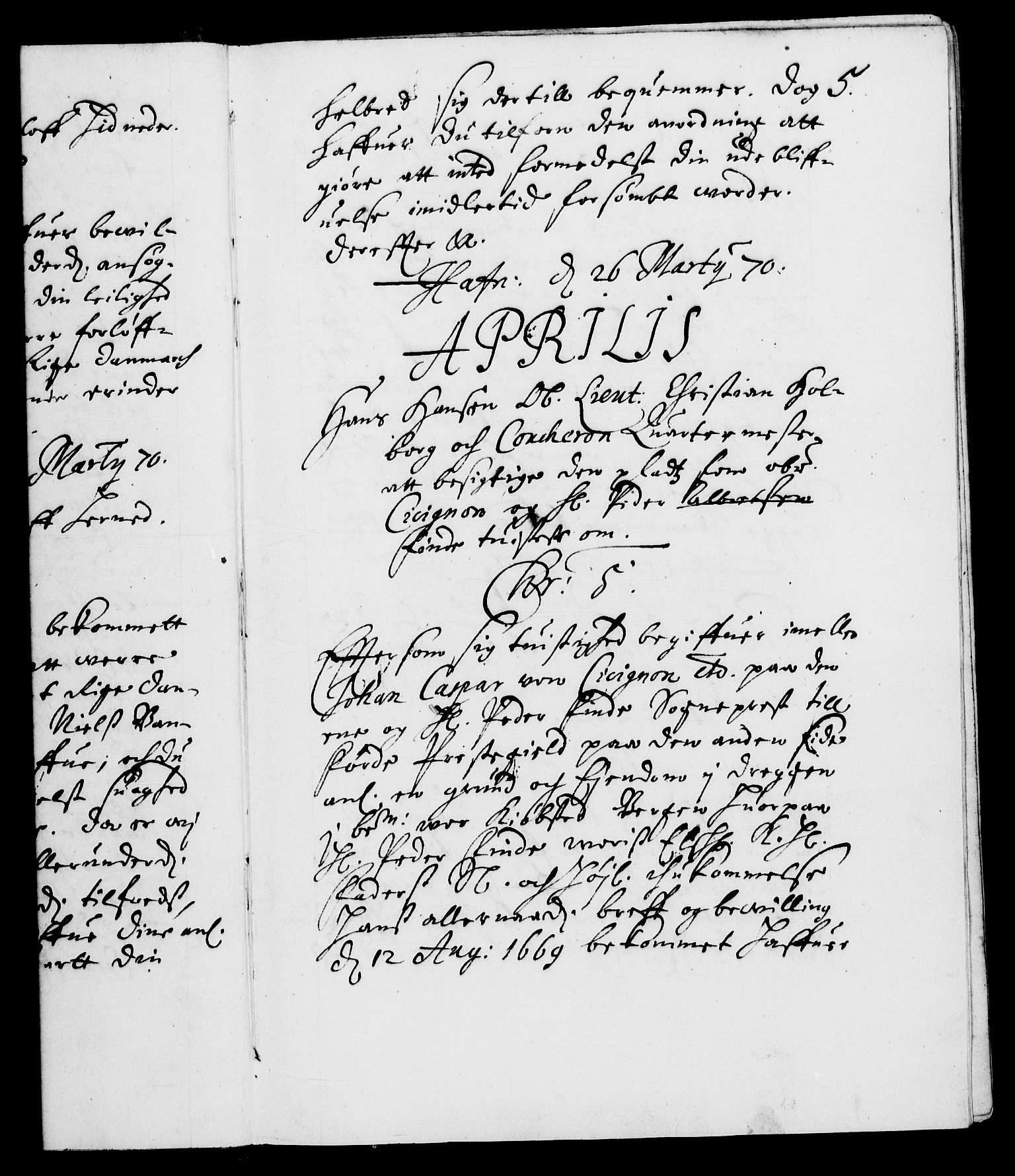 Danske Kanselli 1572-1799, AV/RA-EA-3023/F/Fc/Fca/Fcab/L0012: Norske tegnelser (mikrofilm), 1670-1683, p. 5a