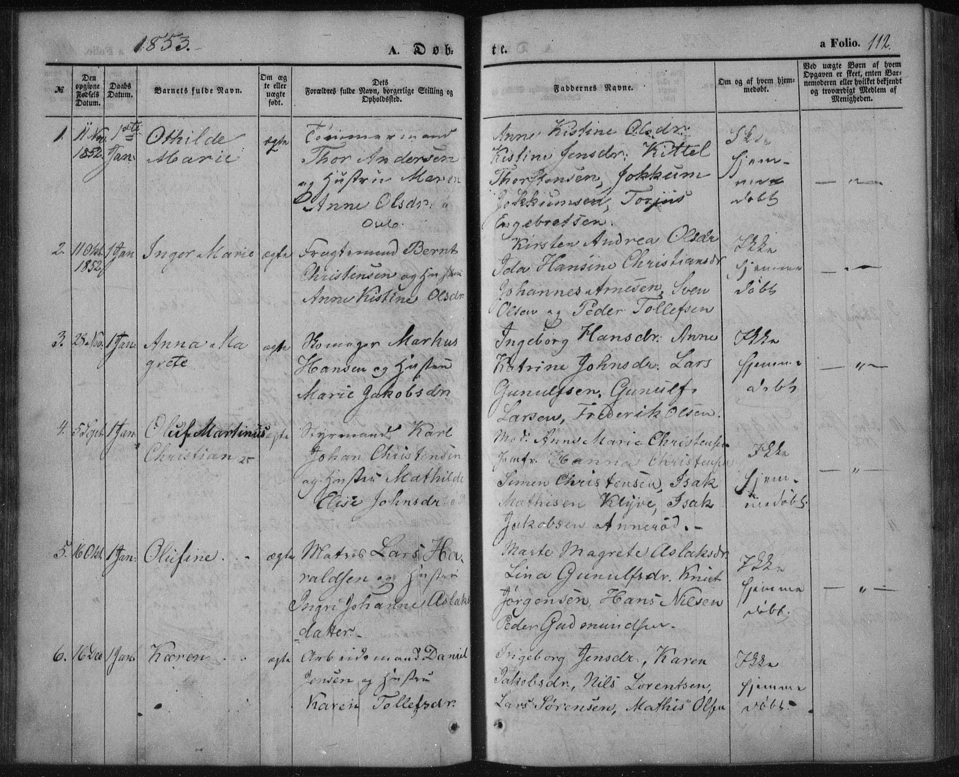 Porsgrunn kirkebøker , SAKO/A-104/F/Fa/L0006: Parish register (official) no. 6, 1841-1857, p. 112