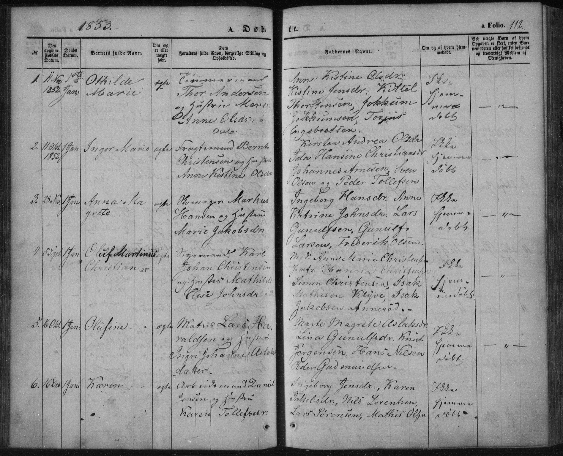 Porsgrunn kirkebøker , AV/SAKO-A-104/F/Fa/L0006: Parish register (official) no. 6, 1841-1857, p. 112