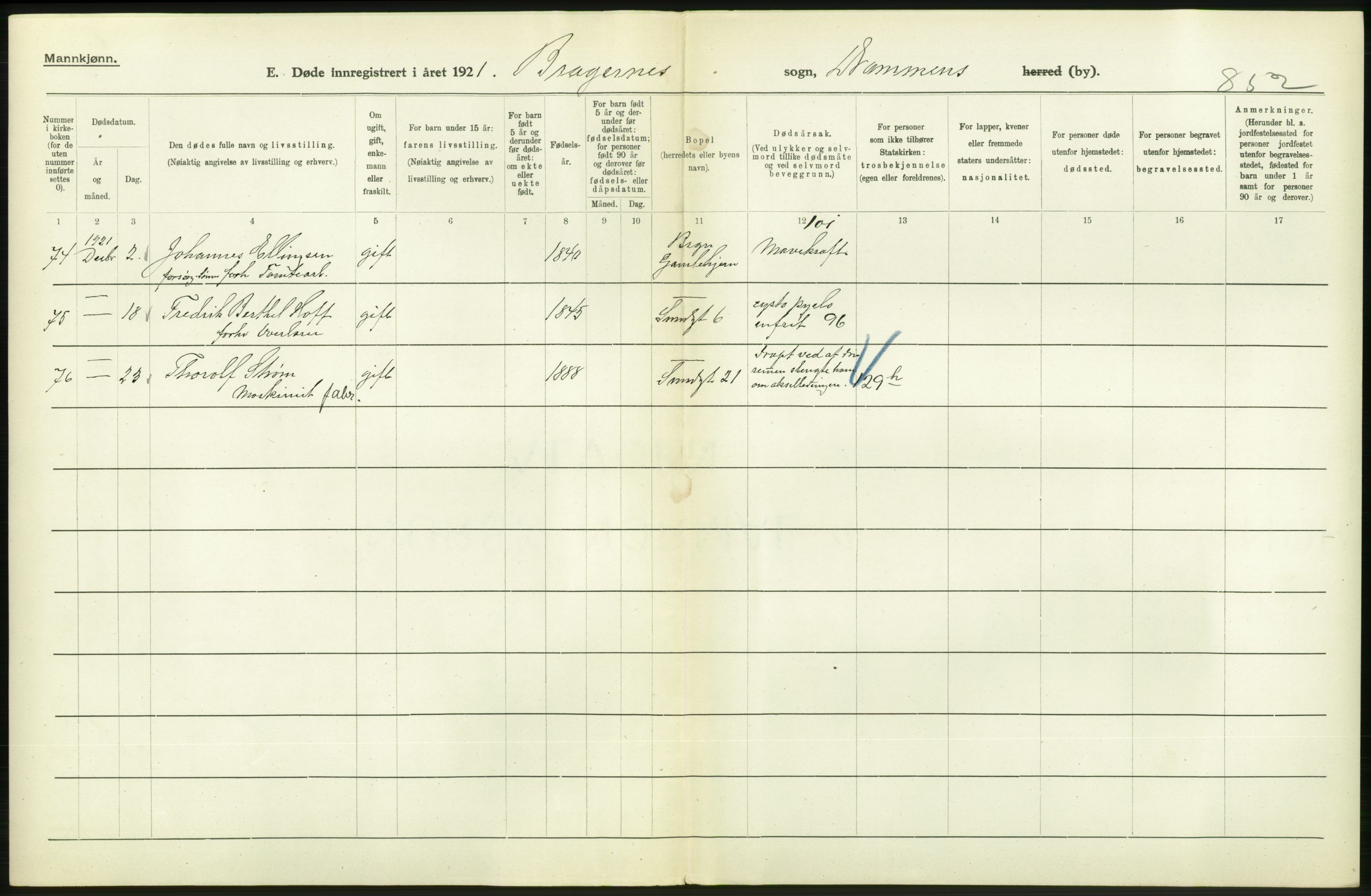 Statistisk sentralbyrå, Sosiodemografiske emner, Befolkning, RA/S-2228/D/Df/Dfc/Dfca/L0020: Buskerud fylke: Døde. Byer og bygder., 1921, p. 326