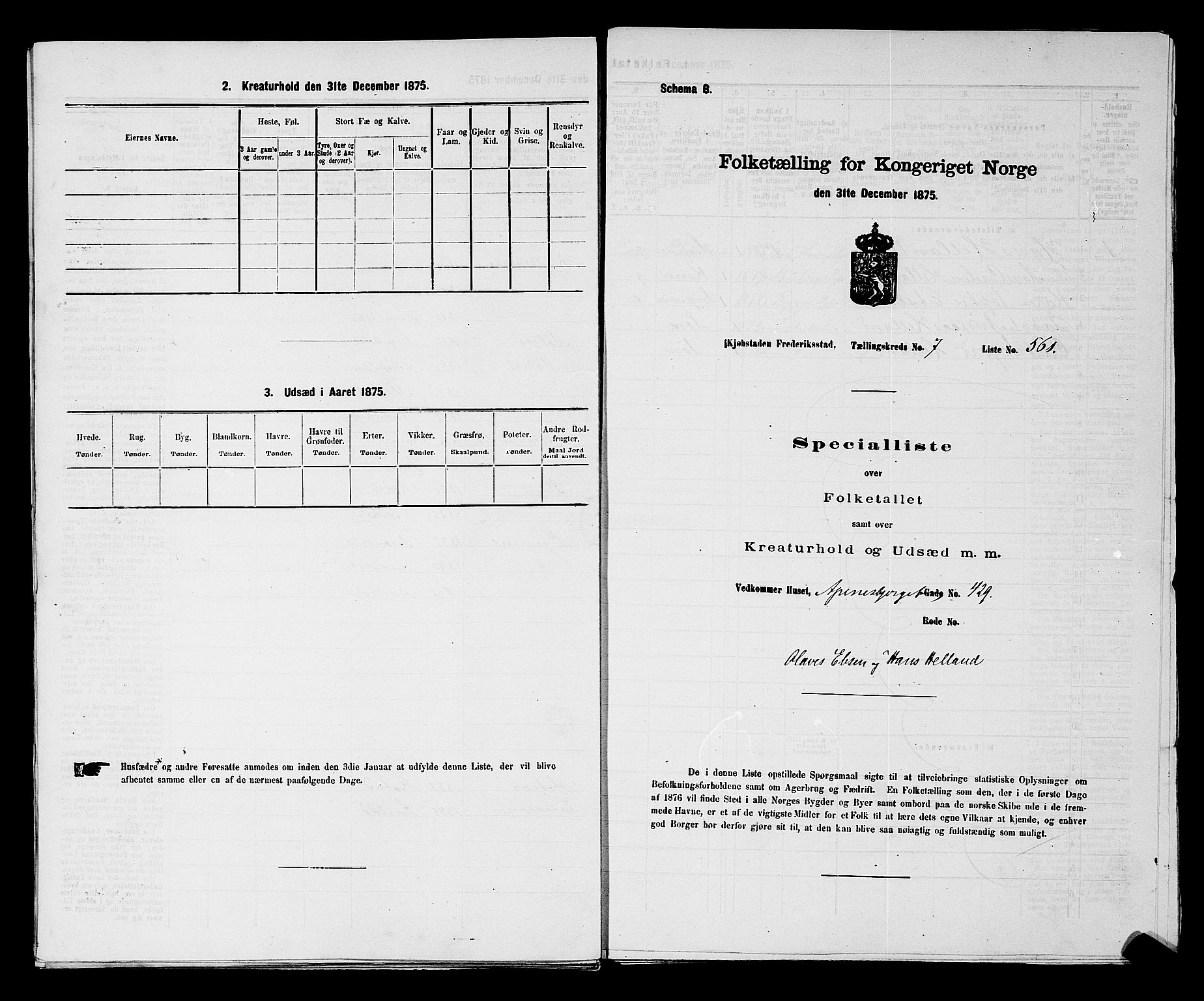 RA, 1875 census for 0103B Fredrikstad/Fredrikstad, 1875, p. 1285