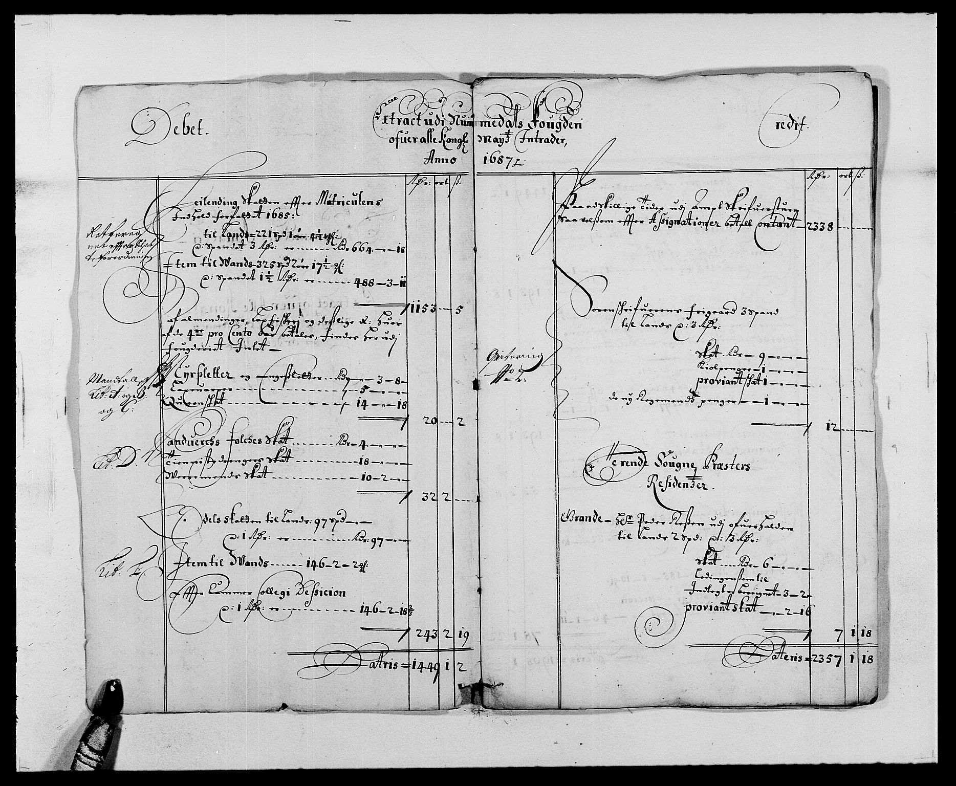 Rentekammeret inntil 1814, Reviderte regnskaper, Fogderegnskap, AV/RA-EA-4092/R64/L4422: Fogderegnskap Namdal, 1687-1689, p. 3