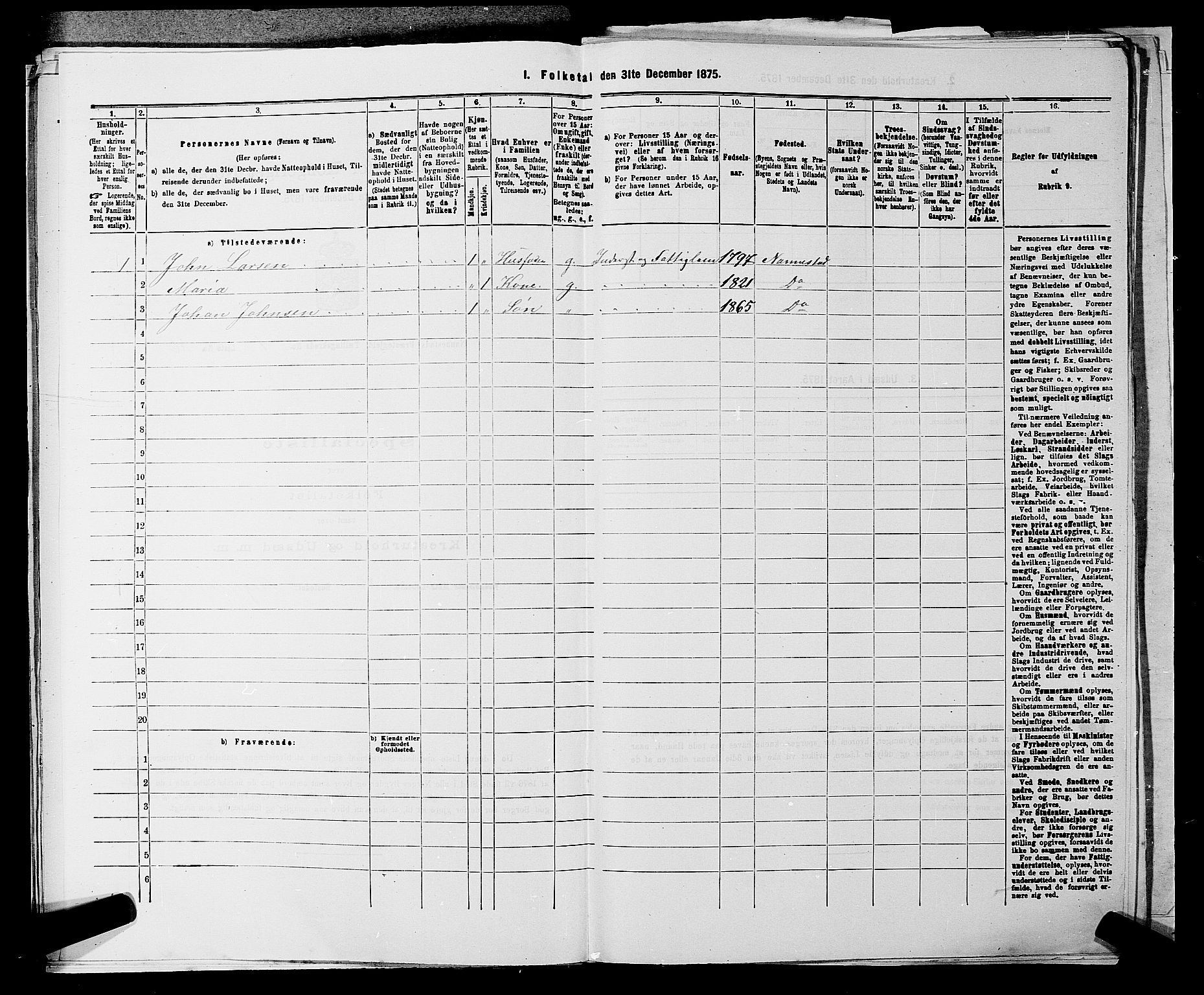 RA, 1875 census for 0238P Nannestad, 1875, p. 161