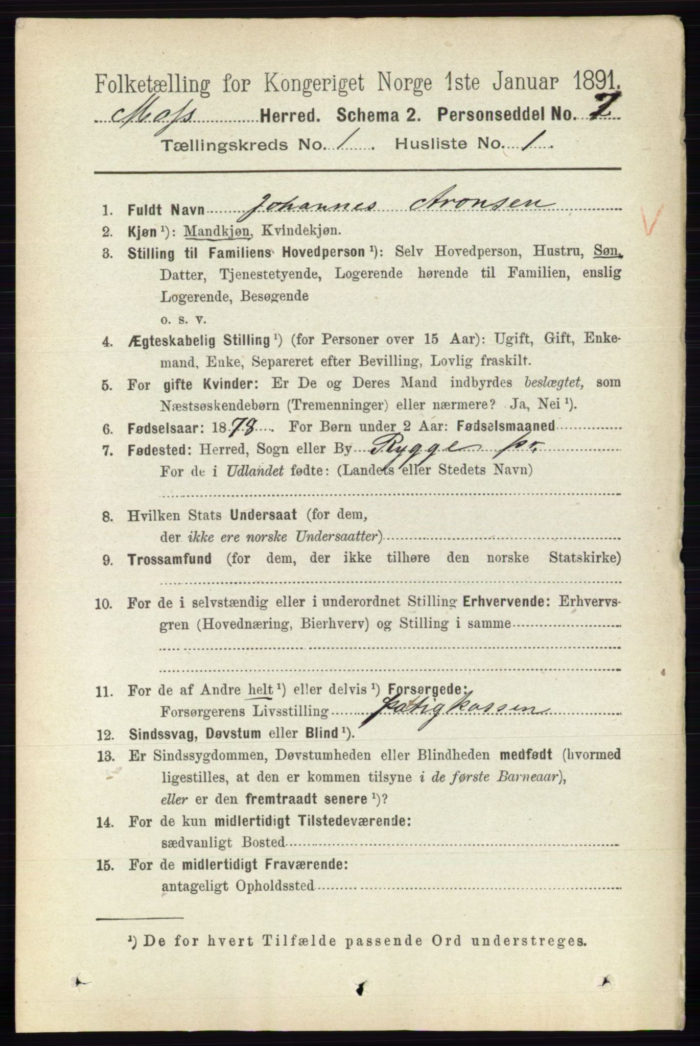 RA, 1891 Census for 0194 Moss, 1891, p. 87