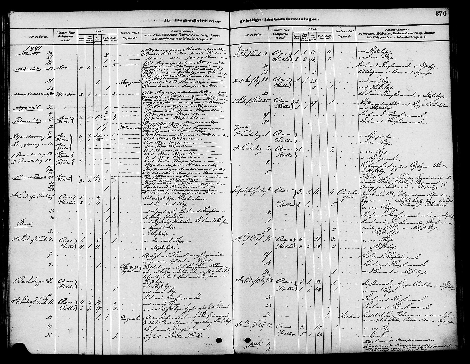 Vestre Toten prestekontor, AV/SAH-PREST-108/H/Ha/Haa/L0009: Parish register (official) no. 9, 1878-1894, p. 376