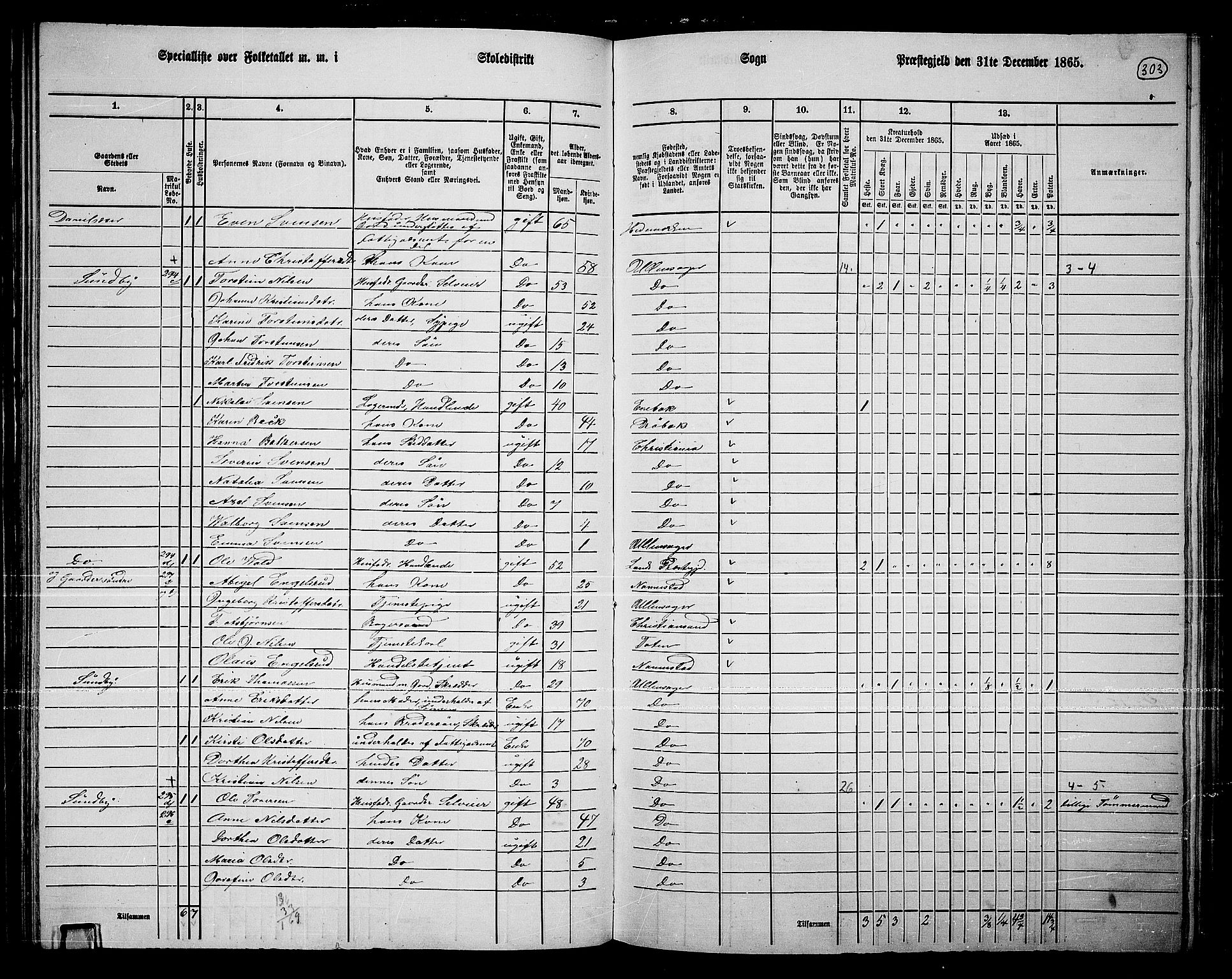 RA, 1865 census for Ullensaker, 1865, p. 263