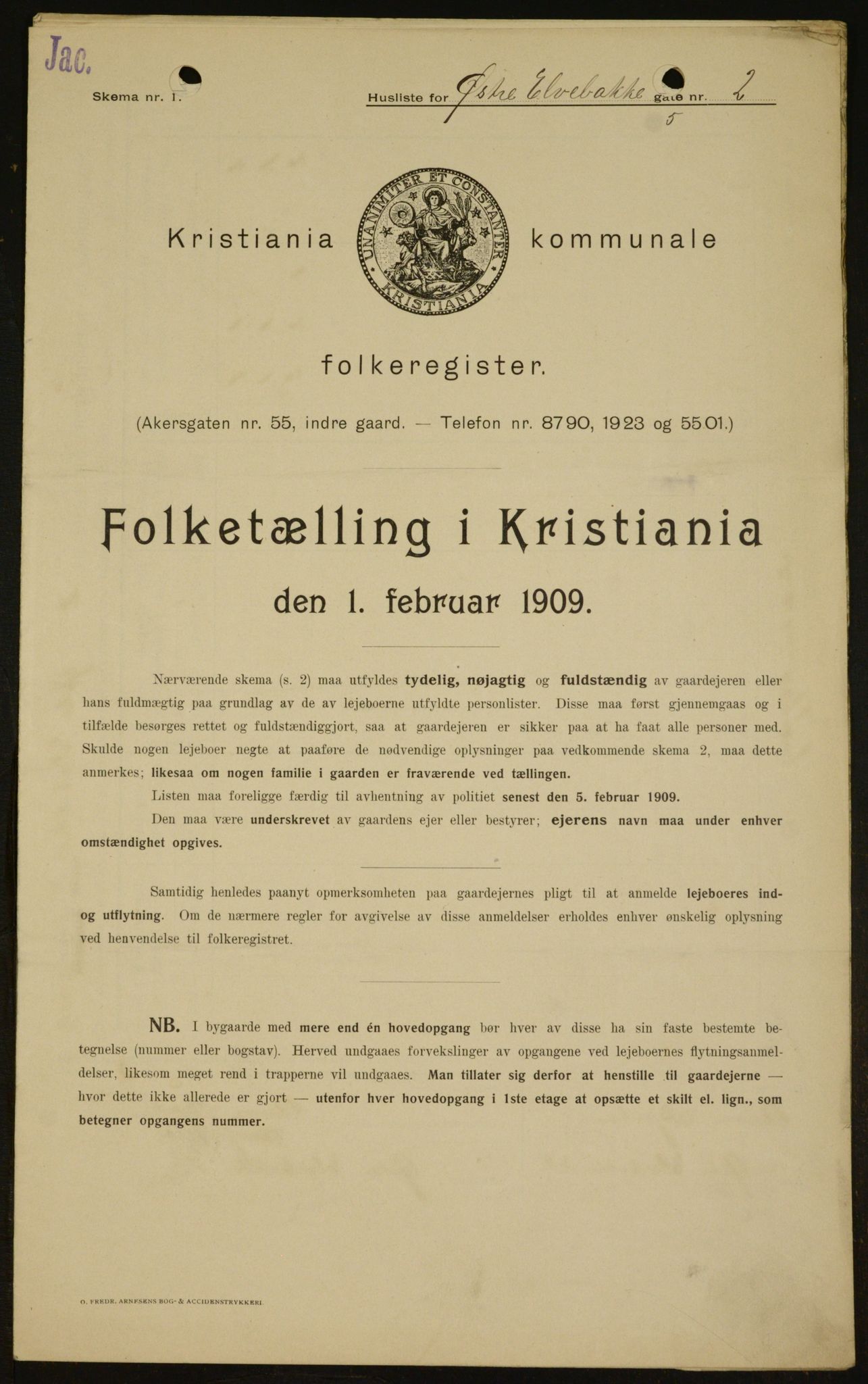 OBA, Municipal Census 1909 for Kristiania, 1909, p. 117468