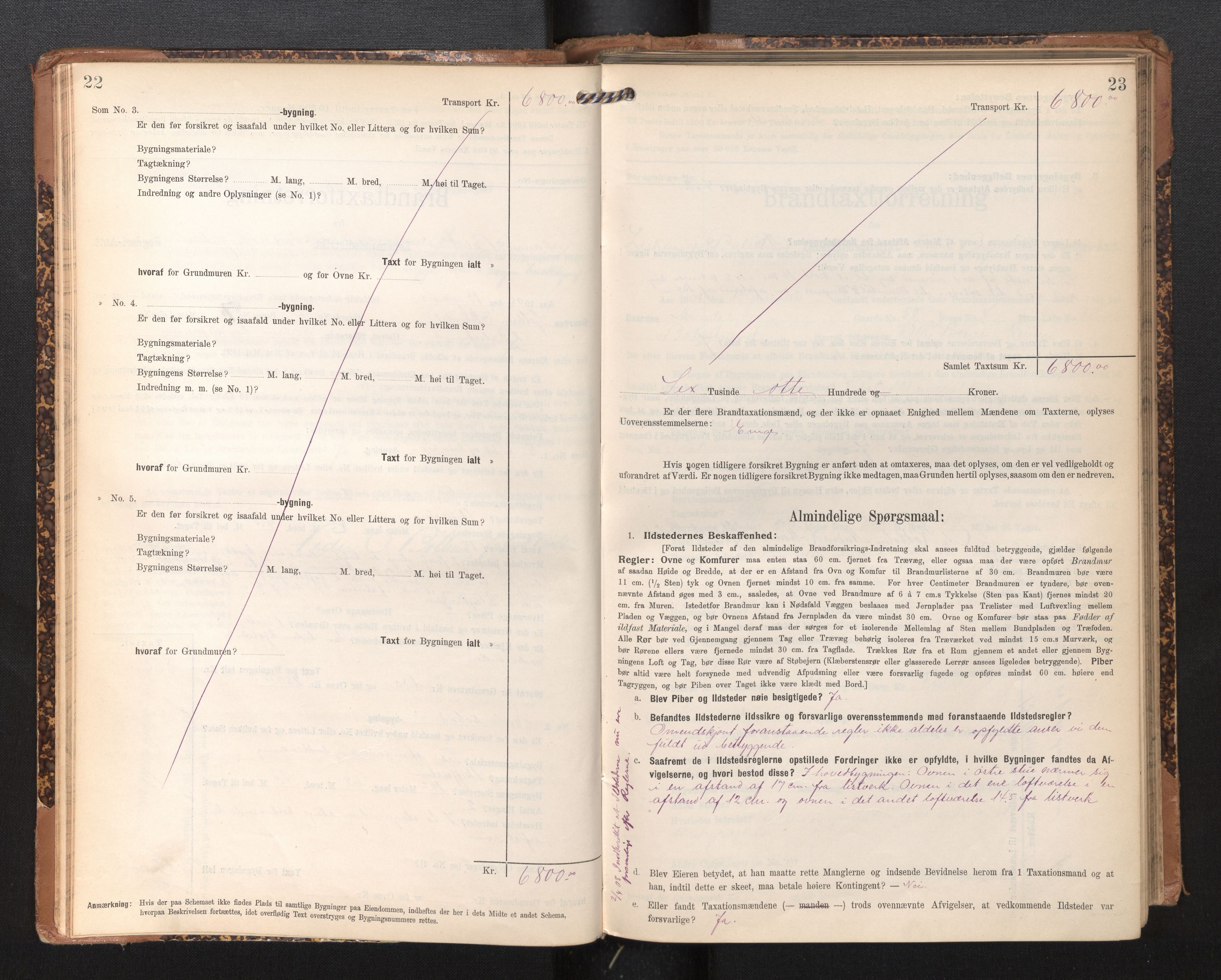 Lensmannen i Leikanger, AV/SAB-A-29201/0012/L0005: Branntakstprotokoll, skjematakst, 1907-1917, p. 22-23