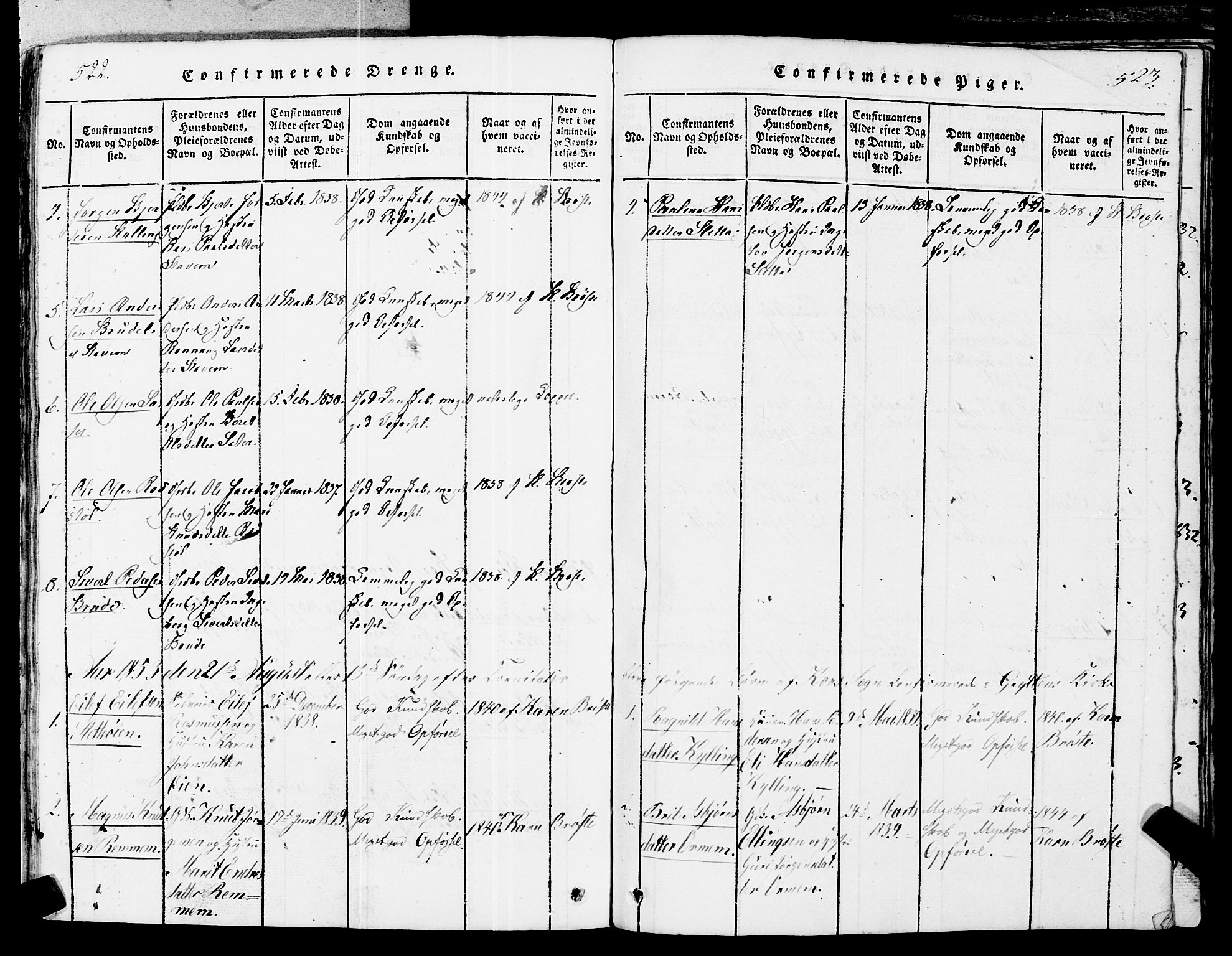 Ministerialprotokoller, klokkerbøker og fødselsregistre - Møre og Romsdal, SAT/A-1454/546/L0593: Parish register (official) no. 546A01, 1818-1853, p. 522-523