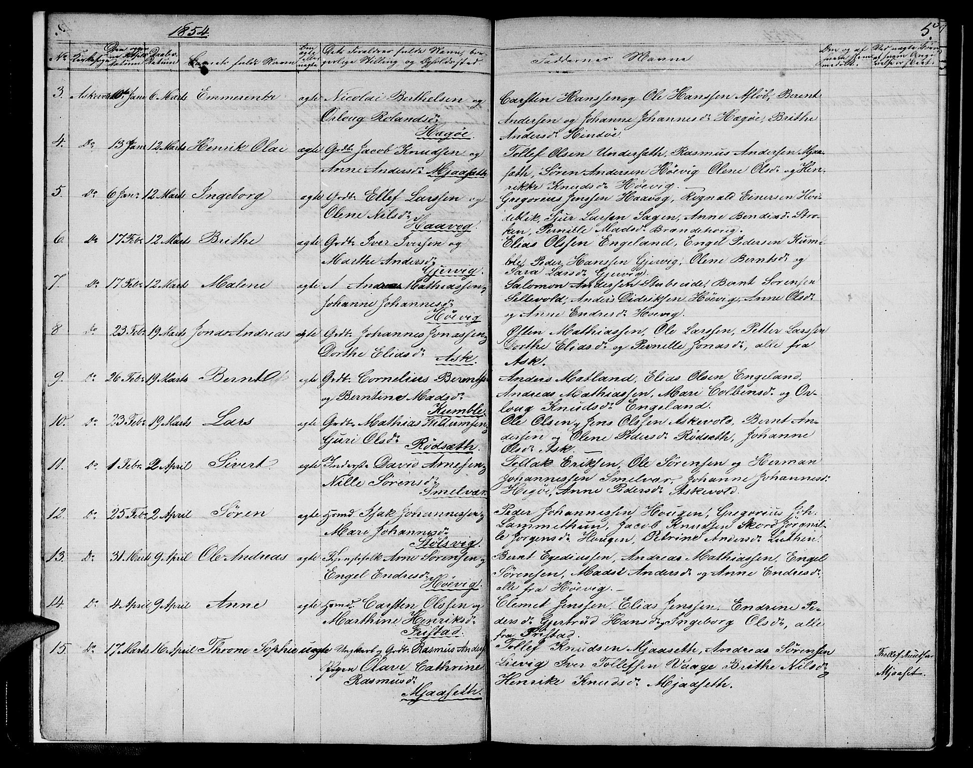 Askvoll sokneprestembete, SAB/A-79501/H/Hab/Haba/L0001: Parish register (copy) no. A 1, 1853-1872, p. 5