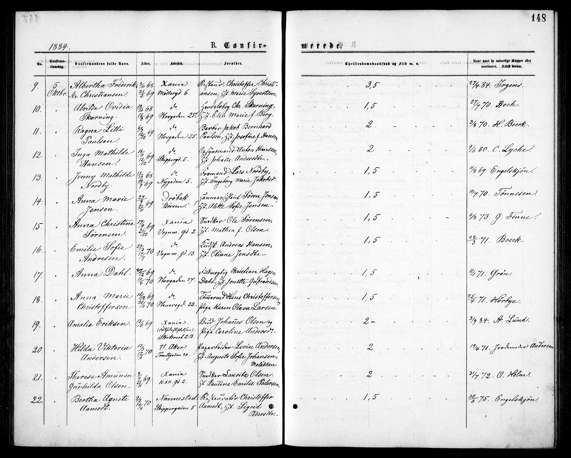 Oslo domkirke Kirkebøker, AV/SAO-A-10752/F/Fa/L0018: Parish register (official) no. 18, 1872-1886, p. 148