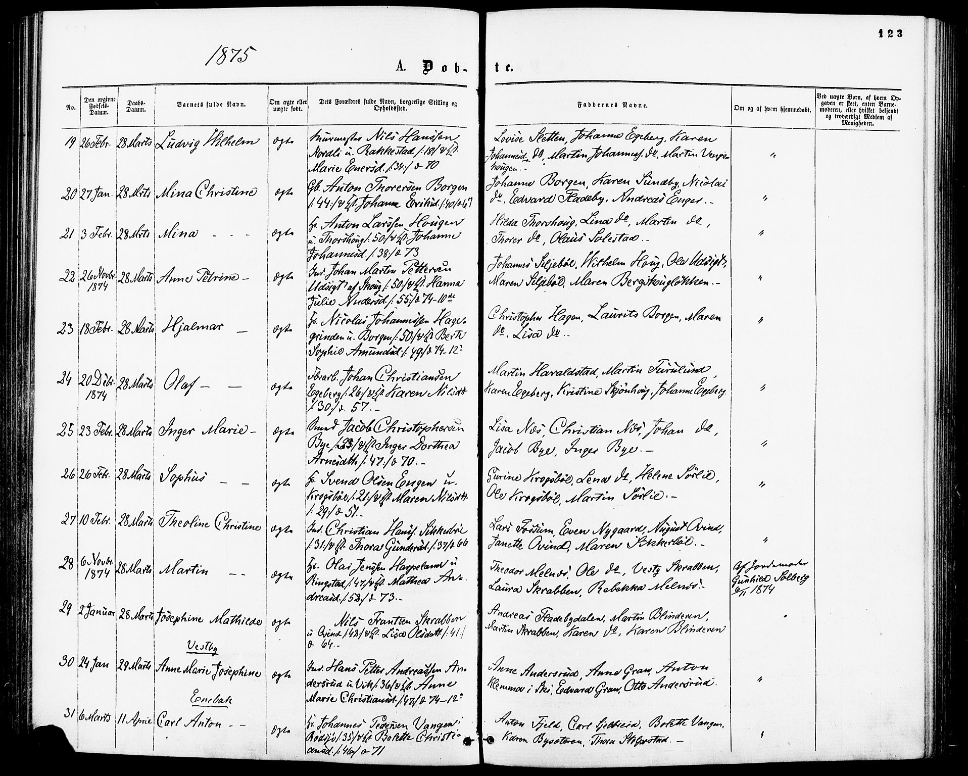 Enebakk prestekontor Kirkebøker, SAO/A-10171c/F/Fa/L0011: Parish register (official) no. I 11, 1862-1882, p. 123