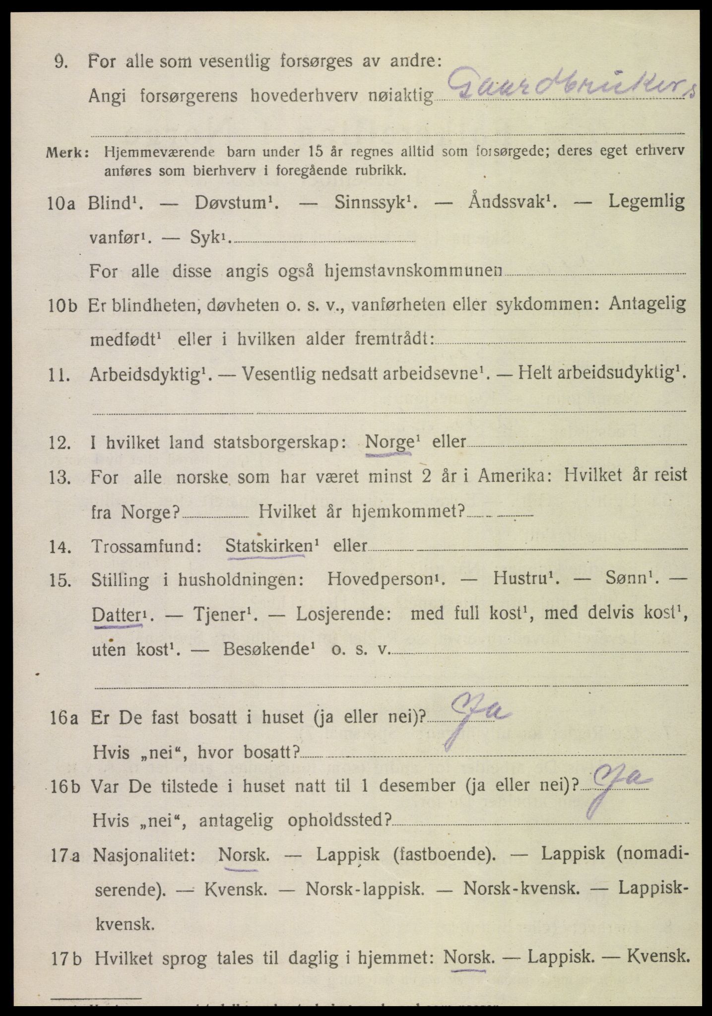 SAT, 1920 census for Leksvik, 1920, p. 5227