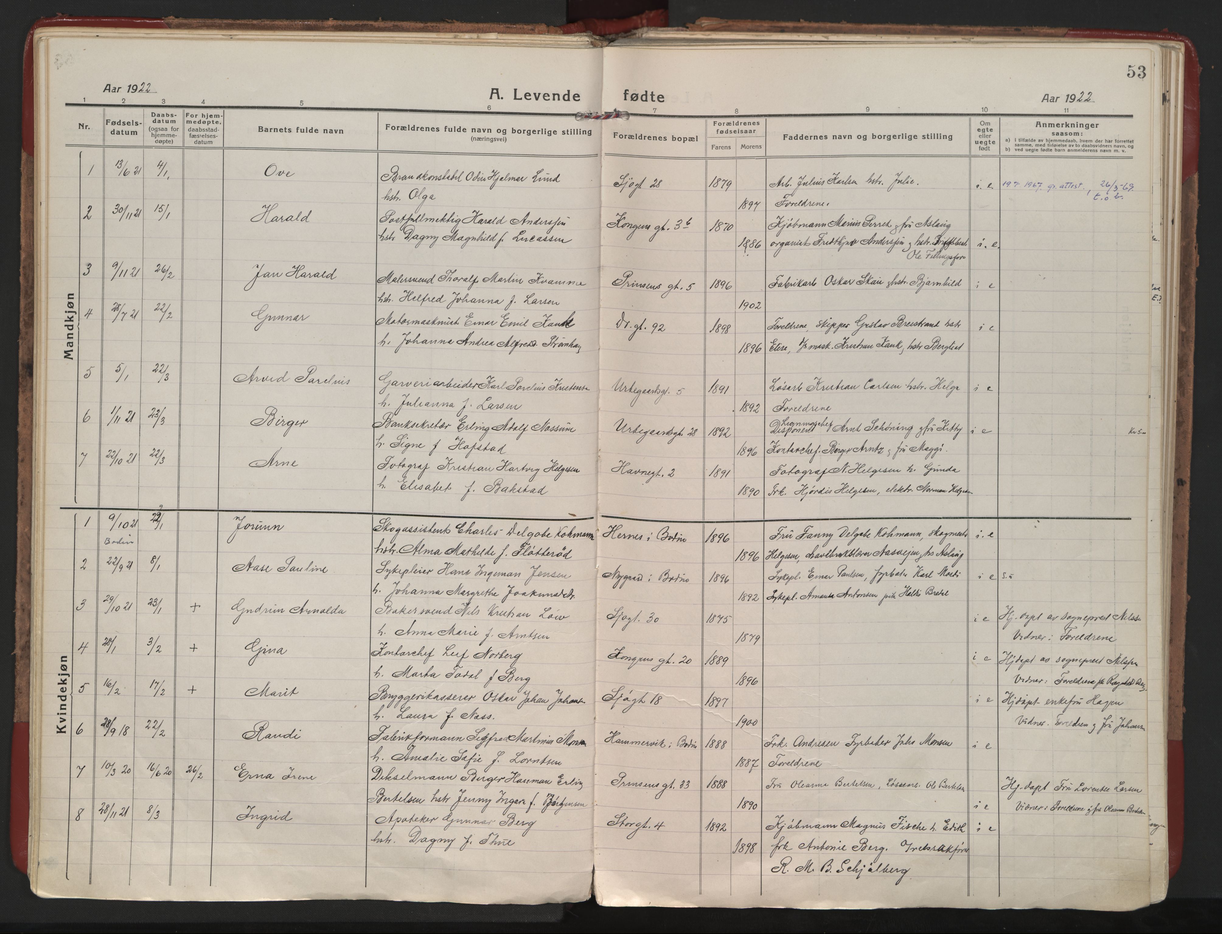 Ministerialprotokoller, klokkerbøker og fødselsregistre - Nordland, SAT/A-1459/801/L0017: Parish register (official) no. 801A17, 1917-1930, p. 53
