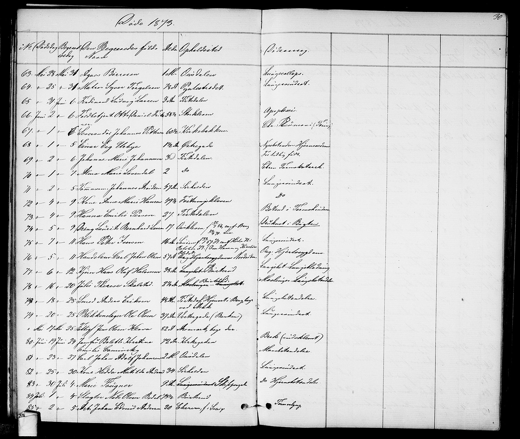 Halden prestekontor Kirkebøker, SAO/A-10909/G/Ga/L0007: Parish register (copy) no. 7, 1869-1884, p. 30