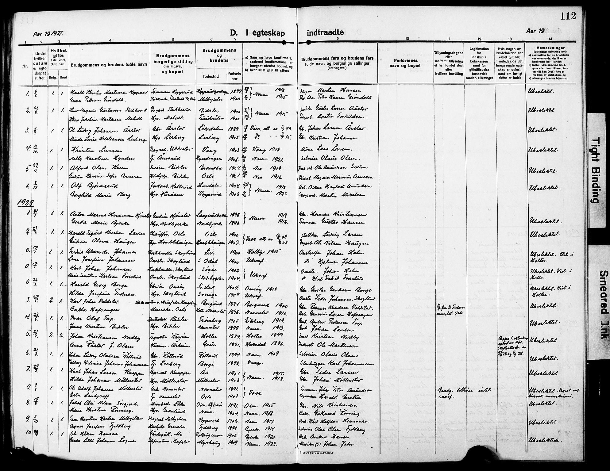 Nannestad prestekontor Kirkebøker, AV/SAO-A-10414a/G/Ga/L0003: Parish register (copy) no. I 3, 1914-1929, p. 112