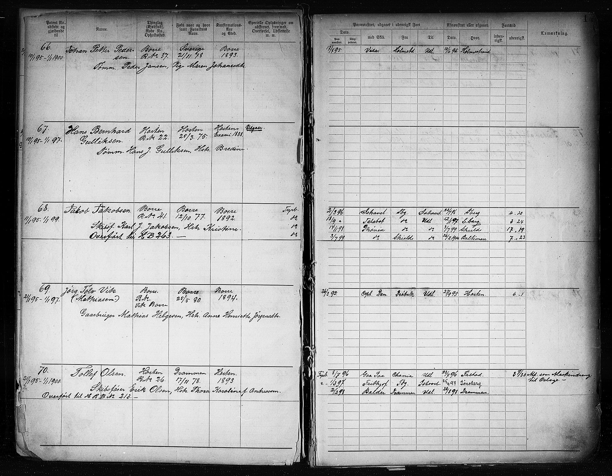 Horten innrulleringskontor, AV/SAKO-A-785/F/Fb/L0004: Annotasjonsrulle, 1889-1911, p. 17