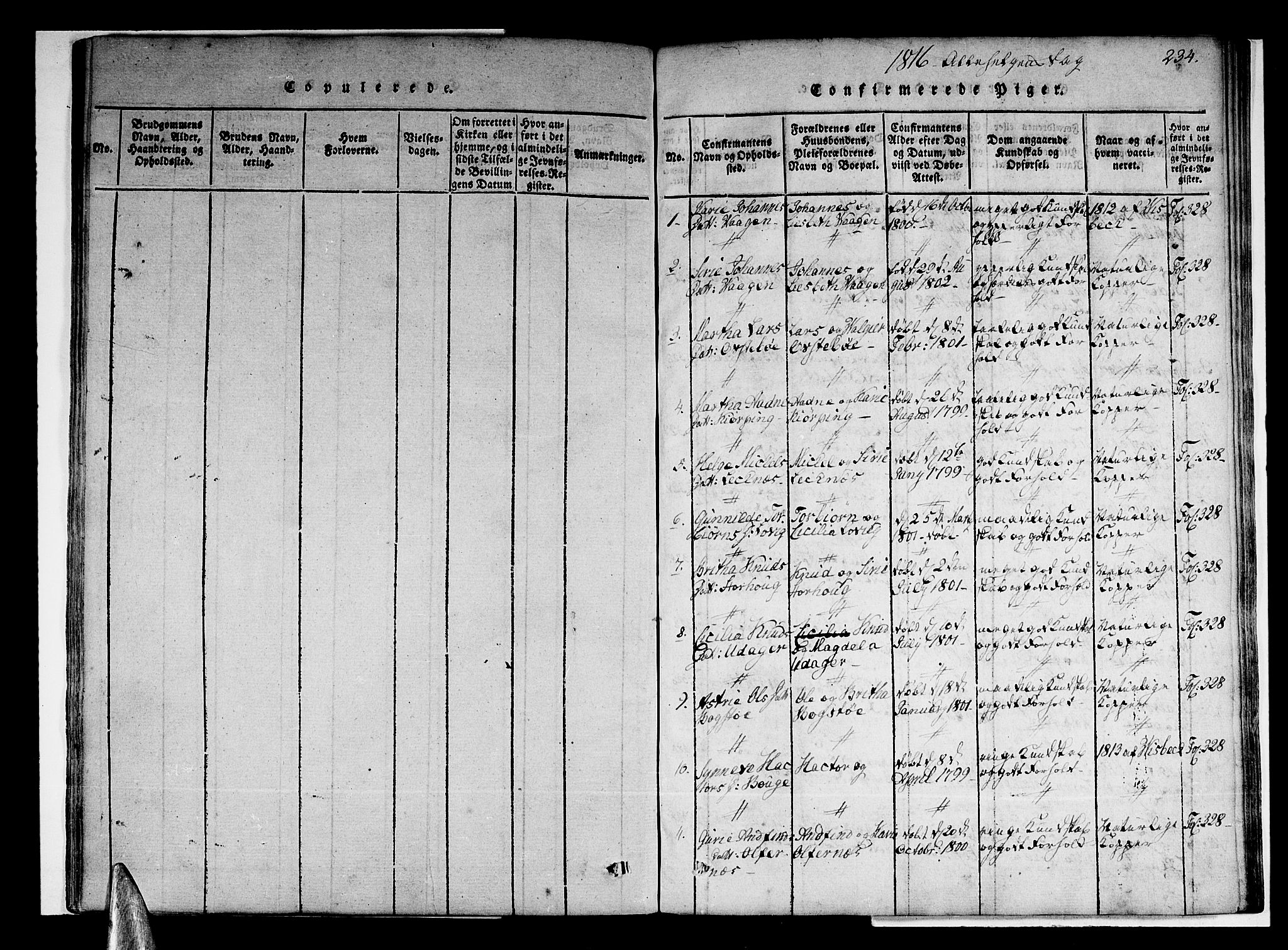 Skånevik sokneprestembete, AV/SAB-A-77801/H/Haa: Parish register (official) no. A 3, 1815-1828, p. 234