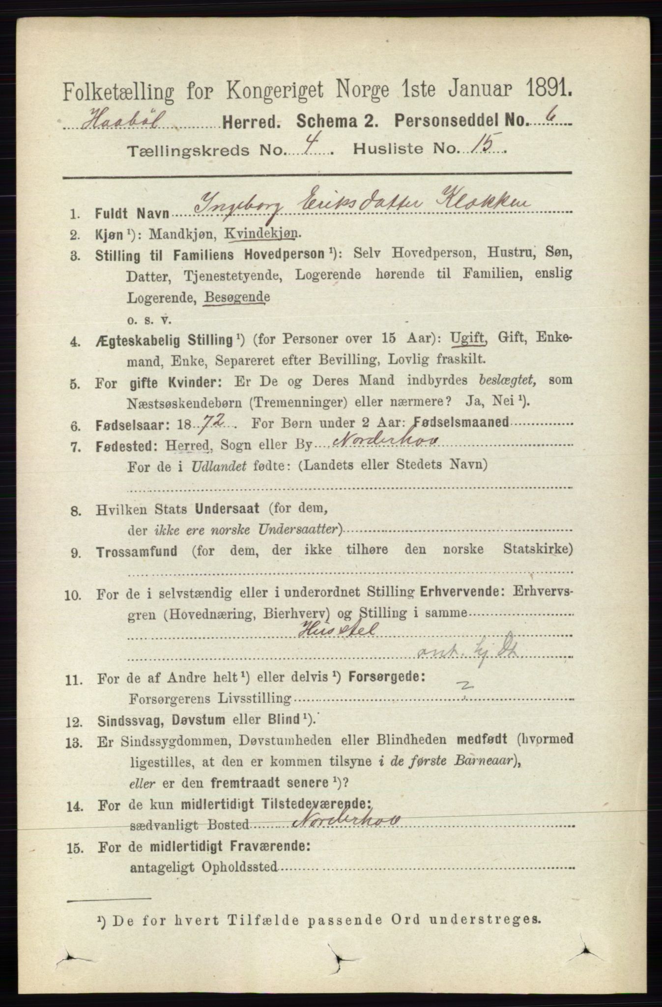 RA, 1891 census for 0138 Hobøl, 1891, p. 2504