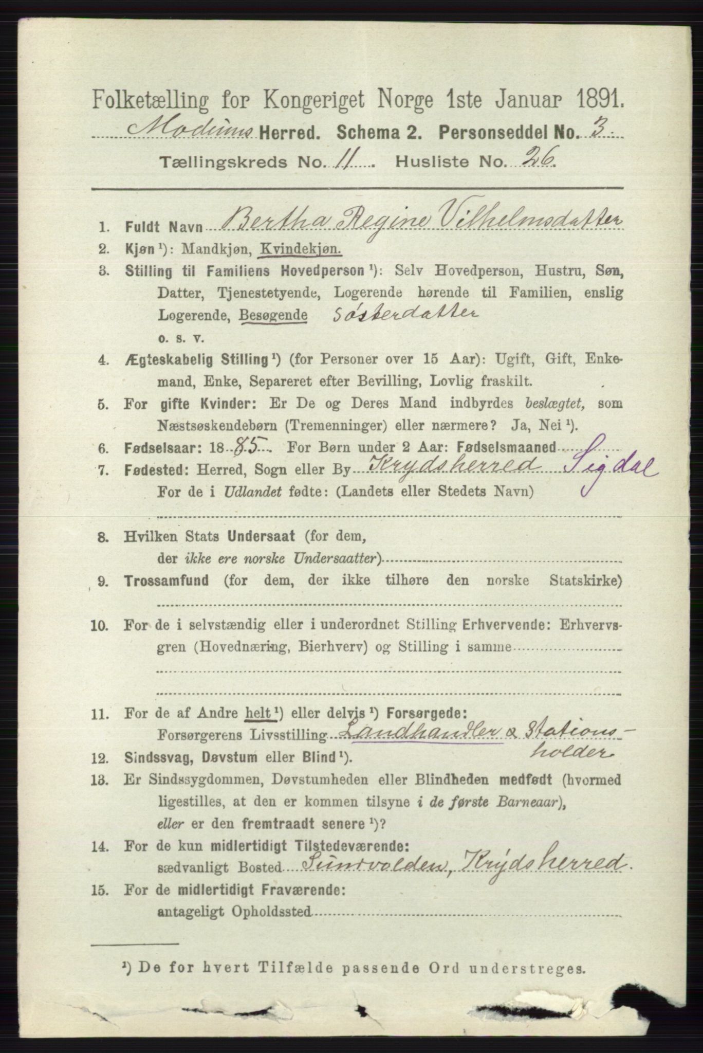 RA, 1891 census for 0623 Modum, 1891, p. 4371