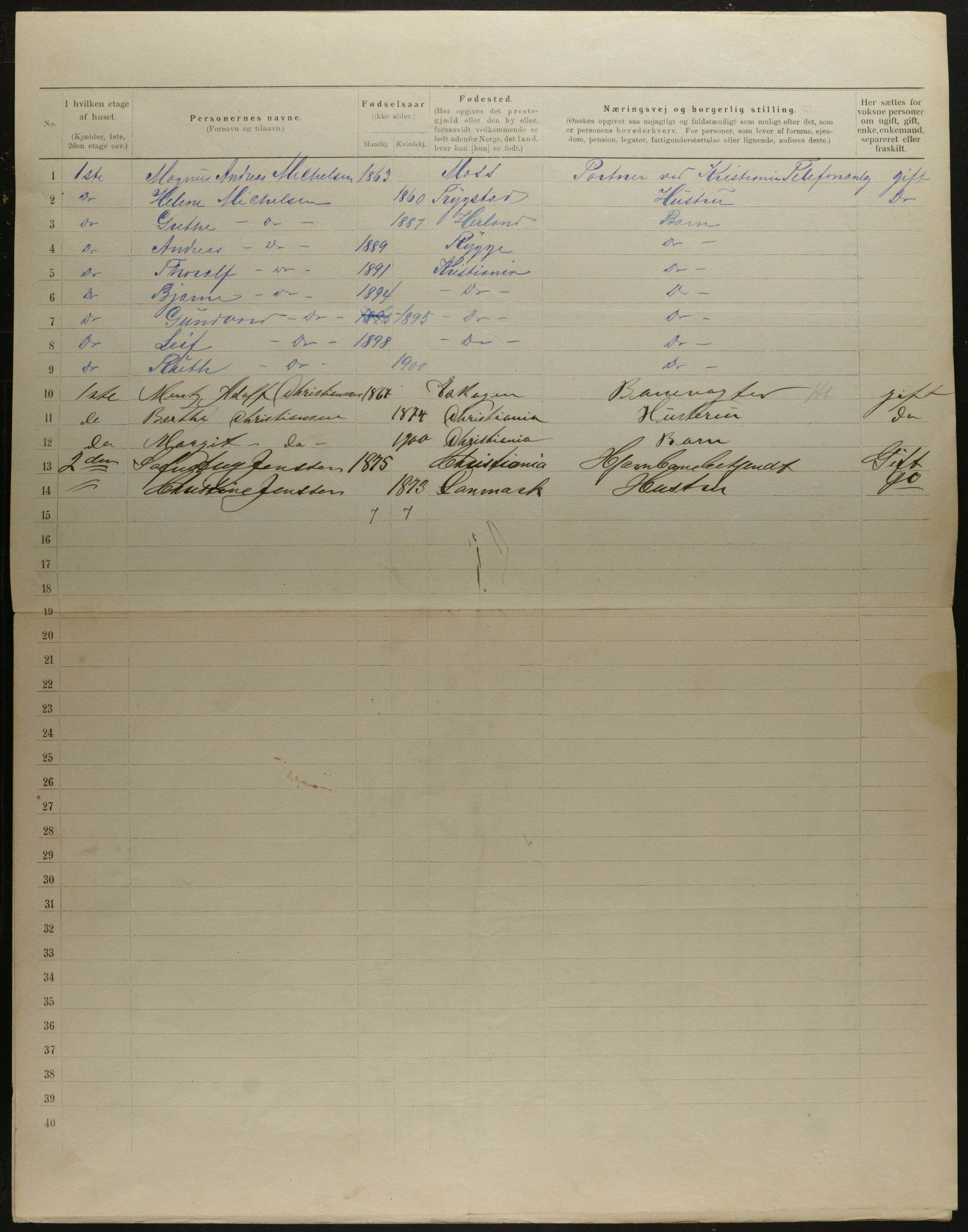 OBA, Municipal Census 1901 for Kristiania, 1901, p. 11589